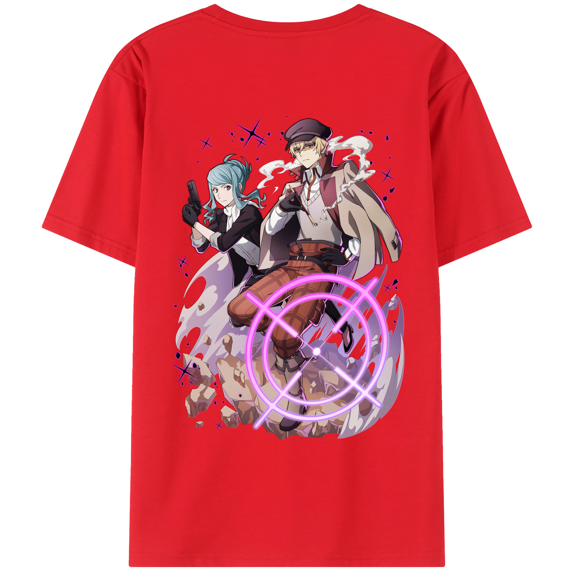 （画像用） 文豪ストレイドッグス Bungo Stray Dogs 綿100％ メンズ半袖Tシャツ（バックプリント） 通気性