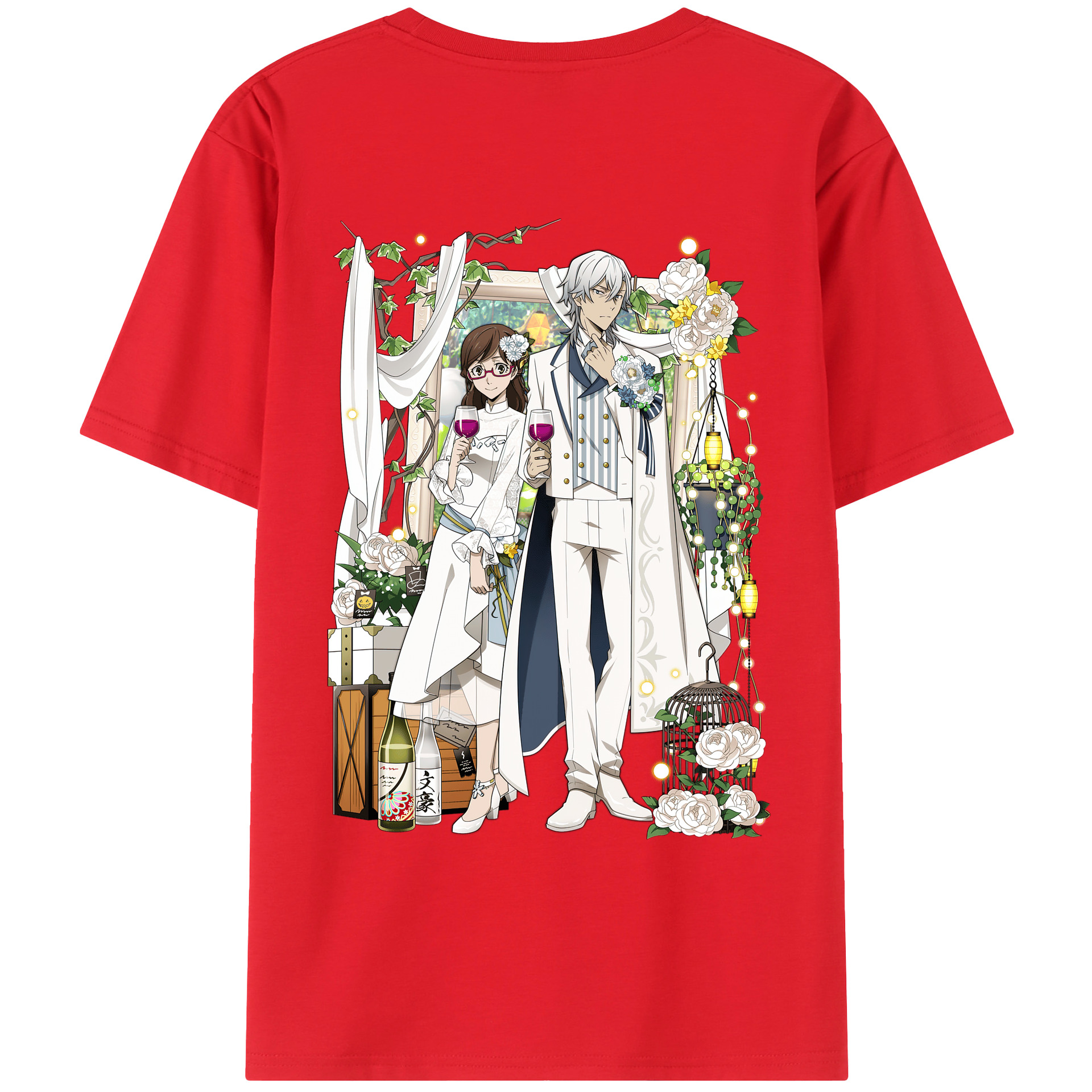 （画像用） 文豪ストレイドッグス Bungo Stray Dogs 綿100％ メンズ半袖Tシャツ（バックプリント） 通気性