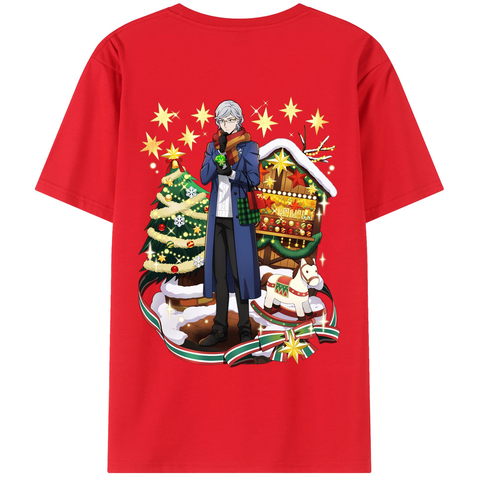（画像用） 文豪ストレイドッグス Bungo Stray Dogs 綿100％ メンズ半袖Tシャツ（バックプリント） 通気性