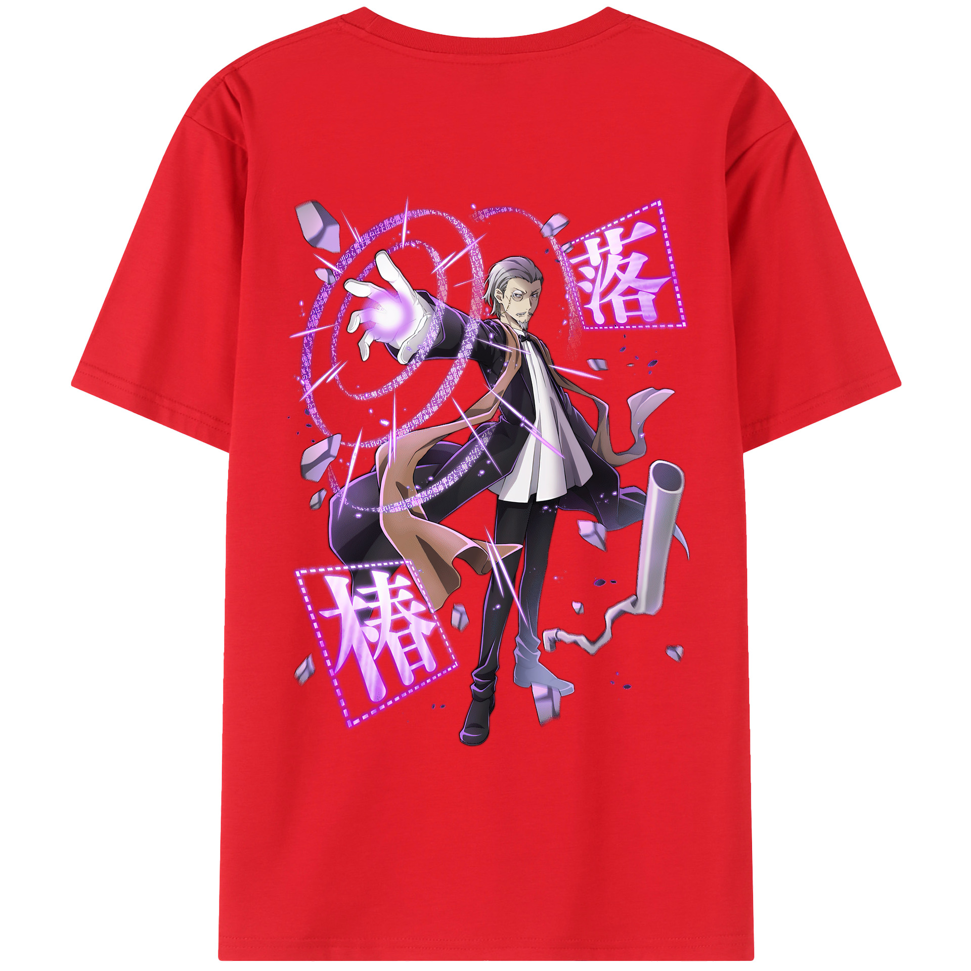 （画像用） 文豪ストレイドッグス Bungo Stray Dogs 綿100％ メンズ半袖Tシャツ（バックプリント） 通気性
