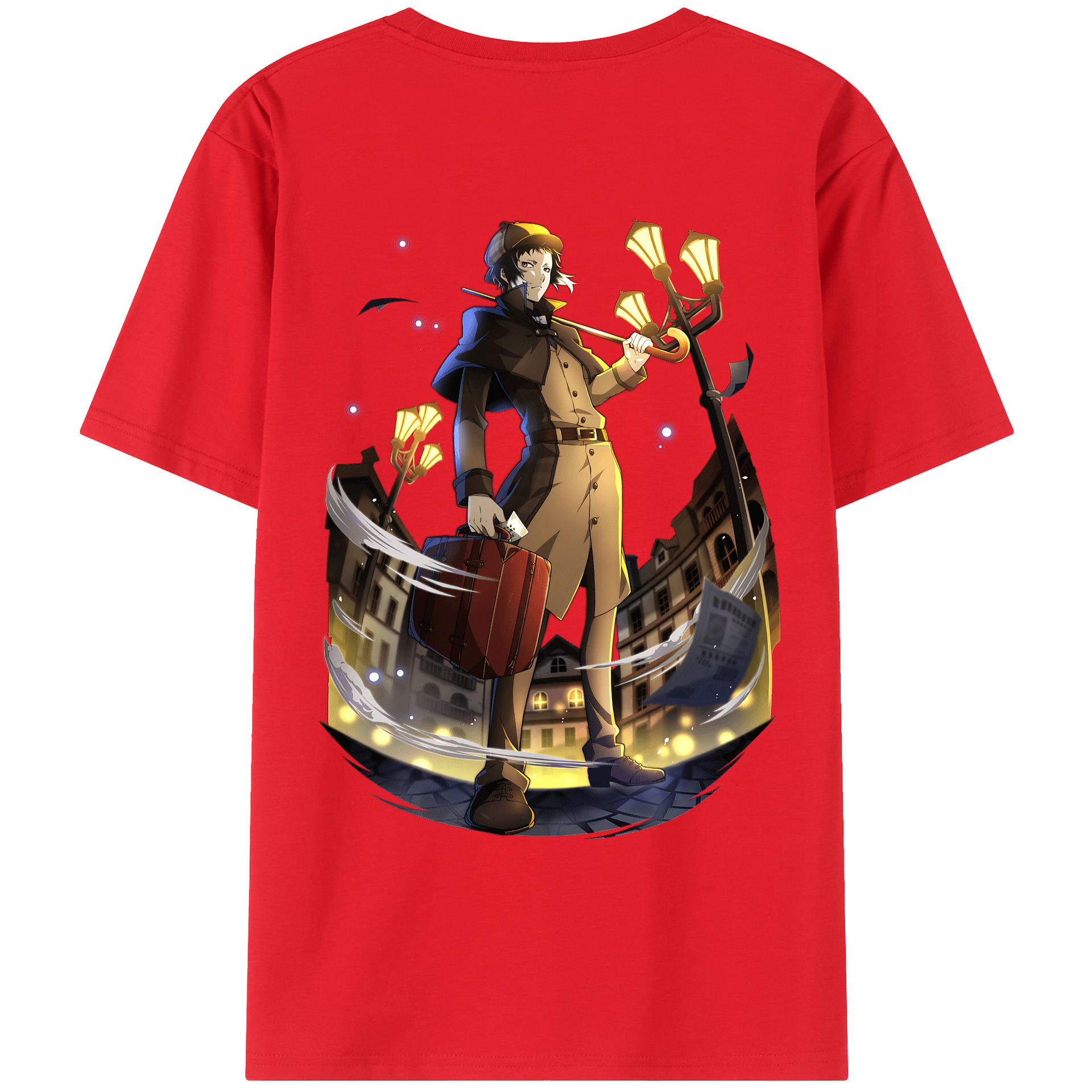 （画像用） 文豪ストレイドッグス Bungo Stray Dogs 綿100％ メンズ半袖Tシャツ（バックプリント） 通気性