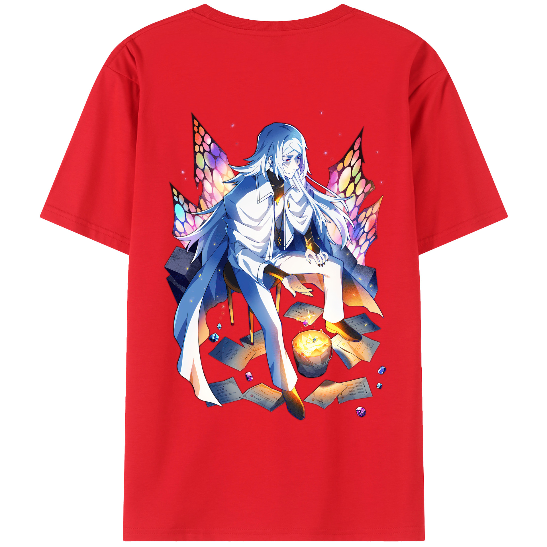 （画像用） 文豪ストレイドッグス Bungo Stray Dogs 綿100％ メンズ半袖Tシャツ（バックプリント） 通気性