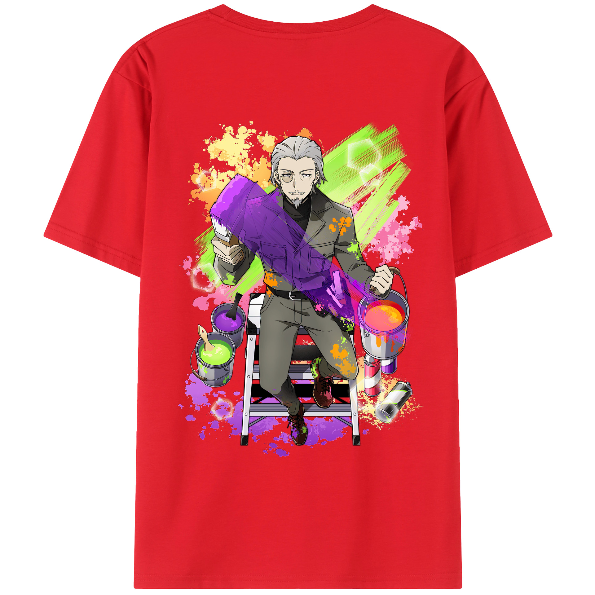 （画像用） 文豪ストレイドッグス Bungo Stray Dogs 綿100％ メンズ半袖Tシャツ（バックプリント） 通気性