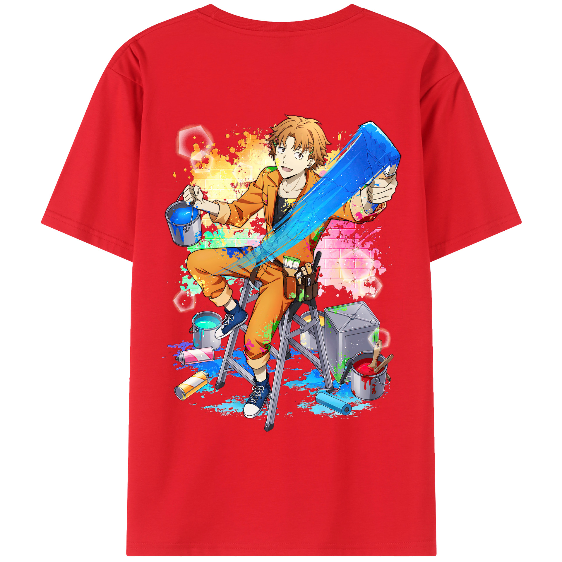 （画像用） 文豪ストレイドッグス Bungo Stray Dogs 綿100％ メンズ半袖Tシャツ（バックプリント） 通気性