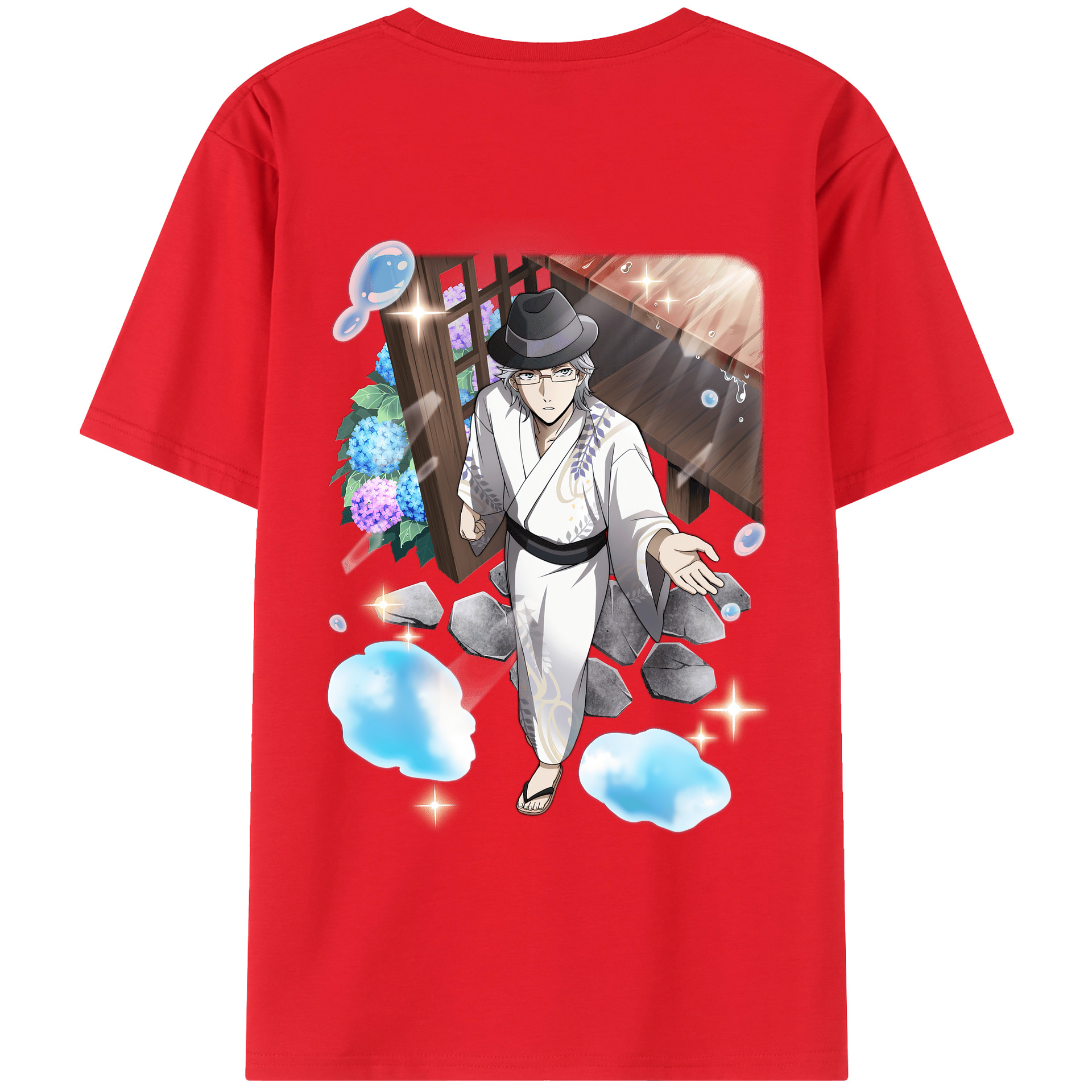 （画像用） 文豪ストレイドッグス Bungo Stray Dogs 綿100％ メンズ半袖Tシャツ（バックプリント） 通気性