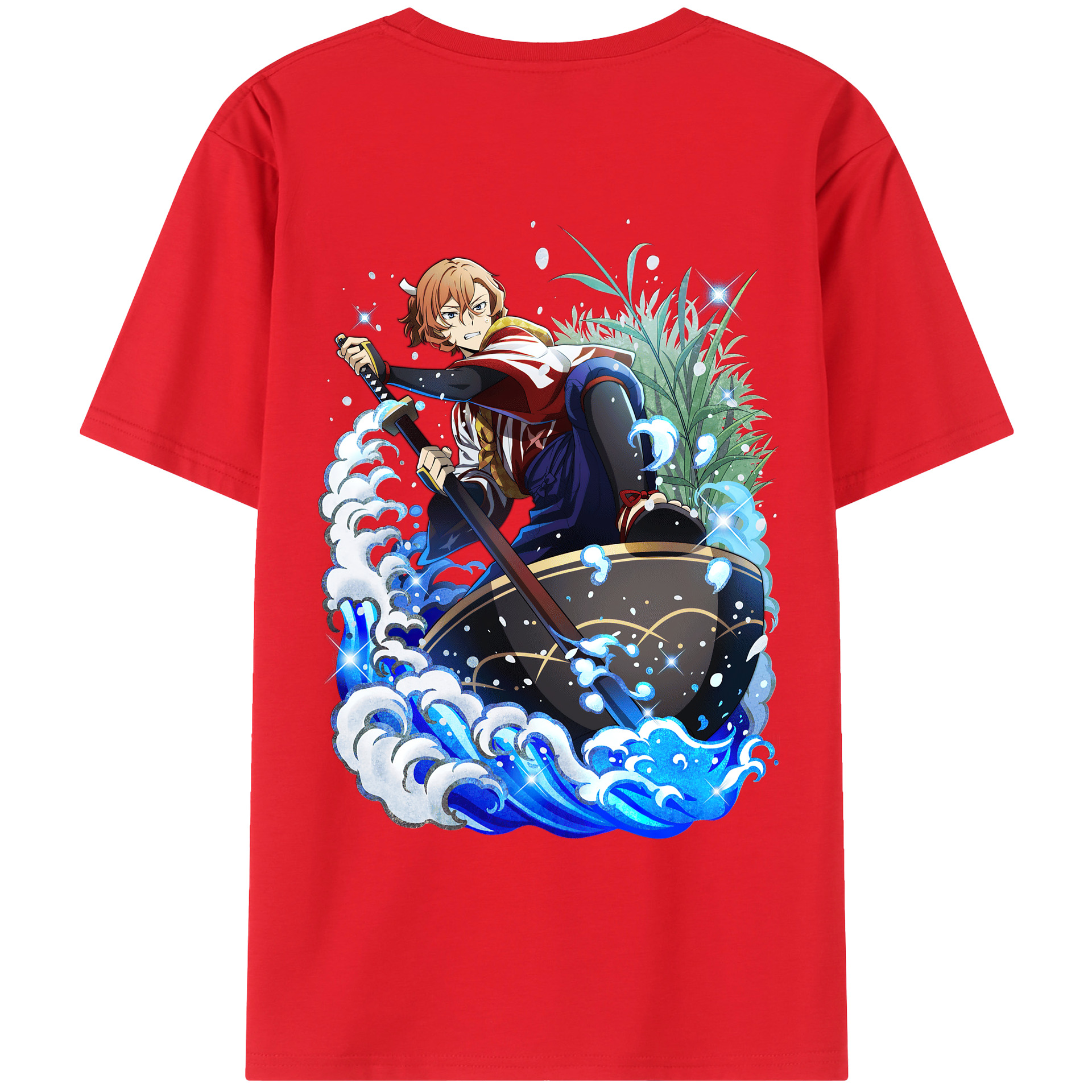 （画像用） 文豪ストレイドッグス Bungo Stray Dogs 綿100％ メンズ半袖Tシャツ（バックプリント） 通気性