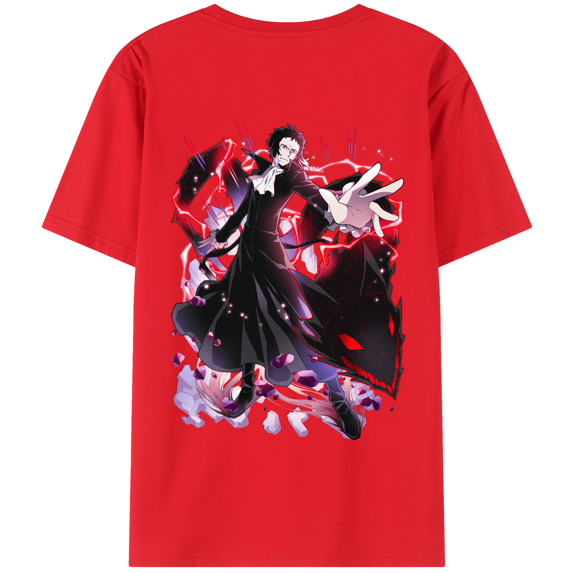 （画像用） 文豪ストレイドッグス Bungo Stray Dogs 綿100％ メンズ半袖Tシャツ（バックプリント） 通気性