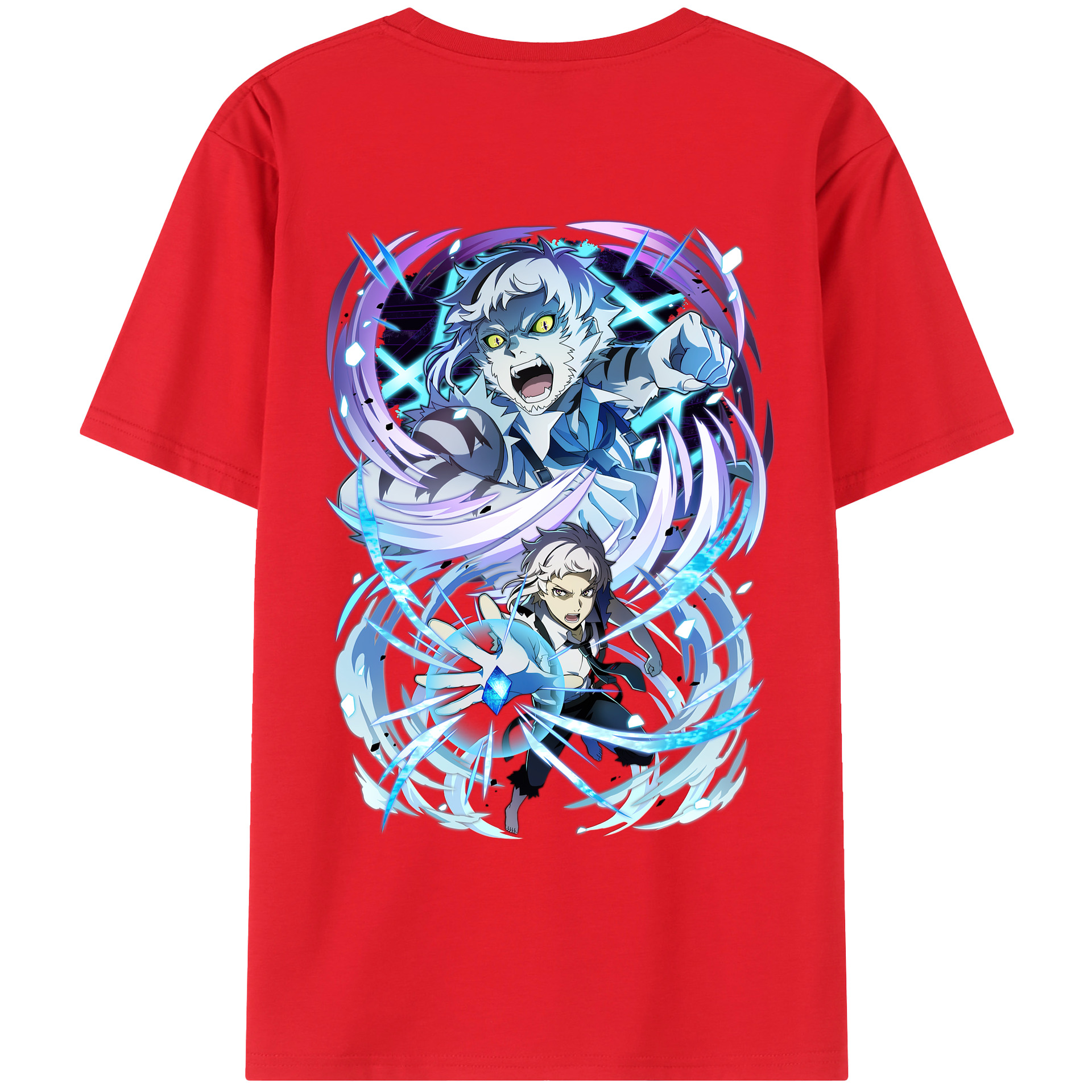 （画像用） 文豪ストレイドッグス Bungo Stray Dogs 綿100％ メンズ半袖Tシャツ（バックプリント） 通気性