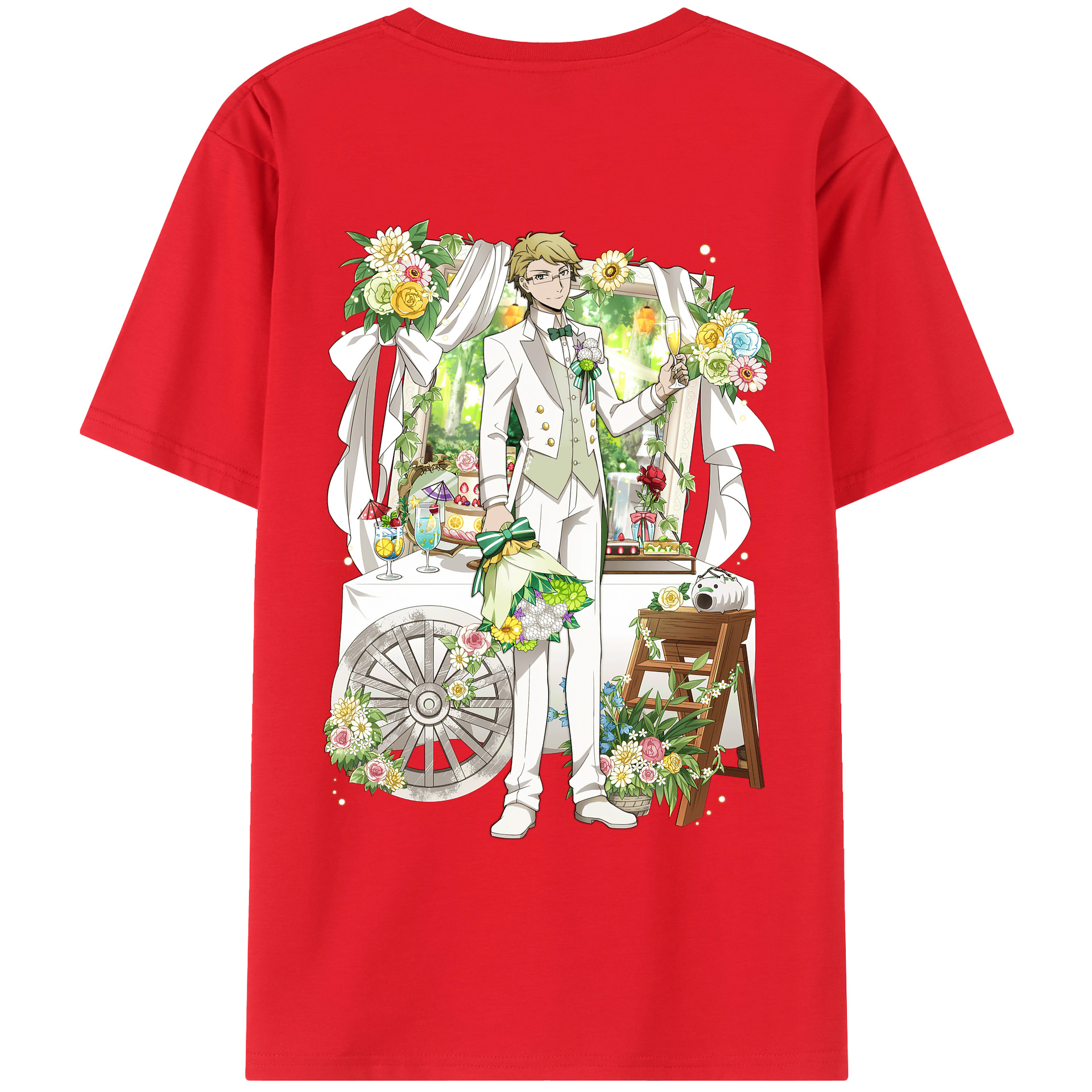 （画像用） 文豪ストレイドッグス Bungo Stray Dogs 綿100％ メンズ半袖Tシャツ（バックプリント） 通気性