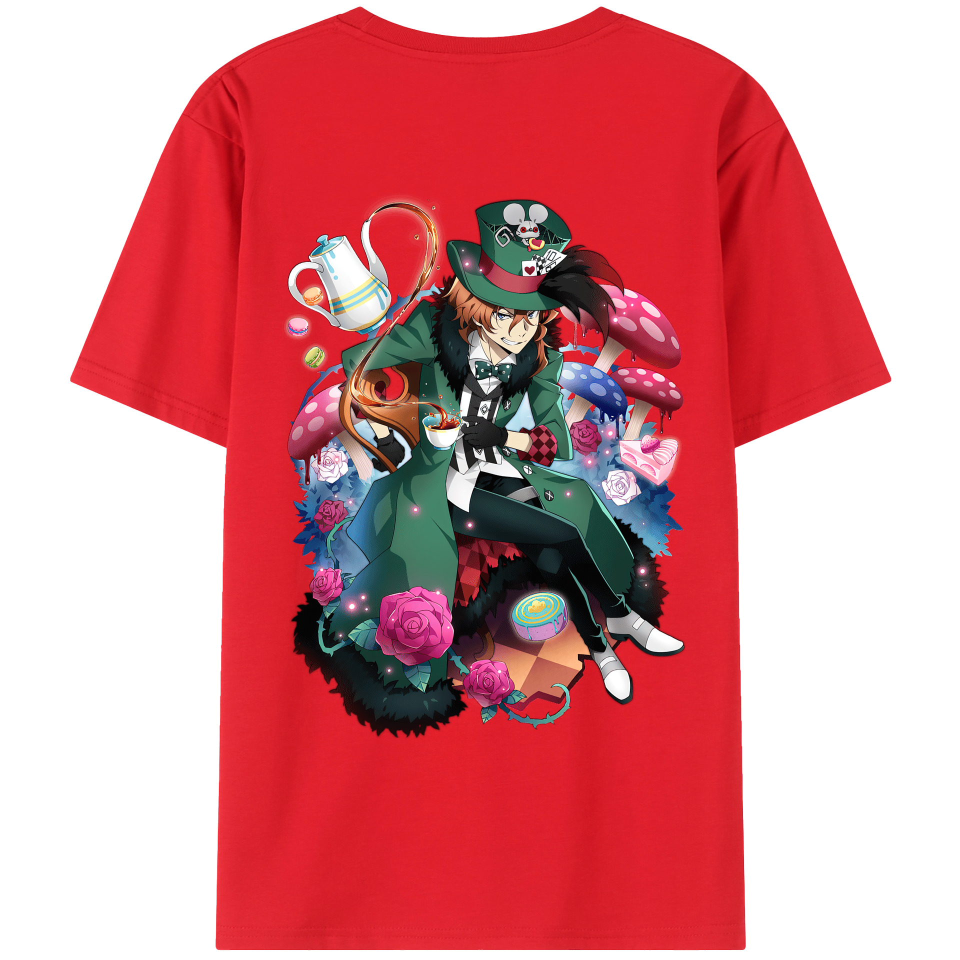 （画像用） 文豪ストレイドッグス Bungo Stray Dogs 綿100％ メンズ半袖Tシャツ（バックプリント） 通気性