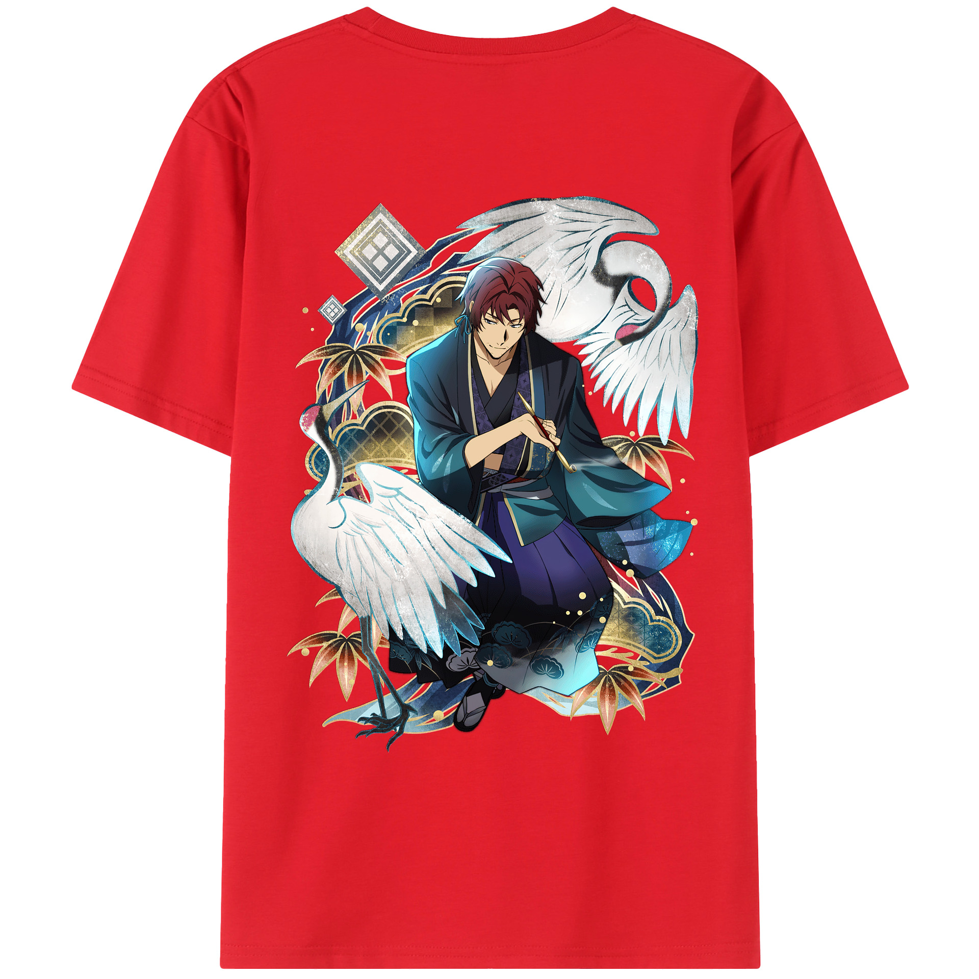 （画像用） 文豪ストレイドッグス Bungo Stray Dogs 綿100％ メンズ半袖Tシャツ（バックプリント） 通気性