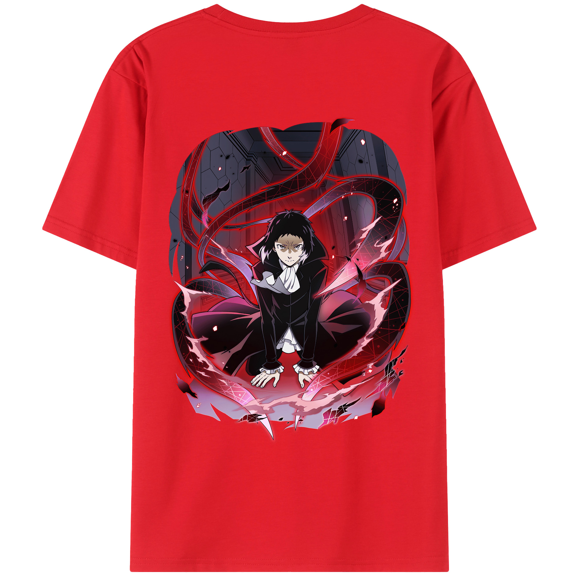 （画像用） 文豪ストレイドッグス Bungo Stray Dogs 綿100％ メンズ半袖Tシャツ（バックプリント） 通気性
