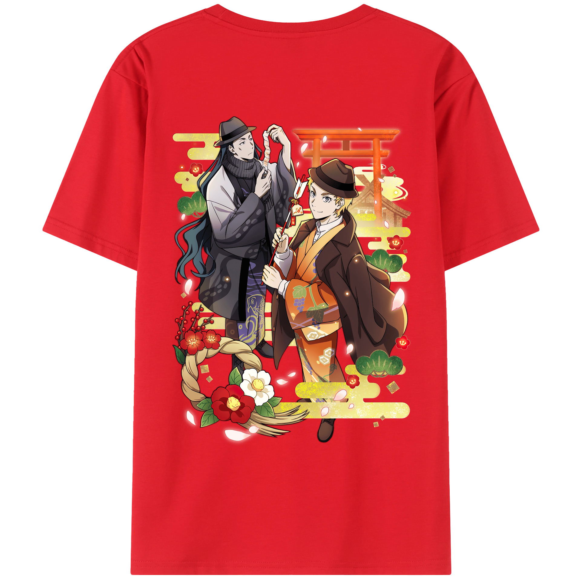 （画像用） 文豪ストレイドッグス Bungo Stray Dogs 綿100％ メンズ半袖Tシャツ（バックプリント） 通気性