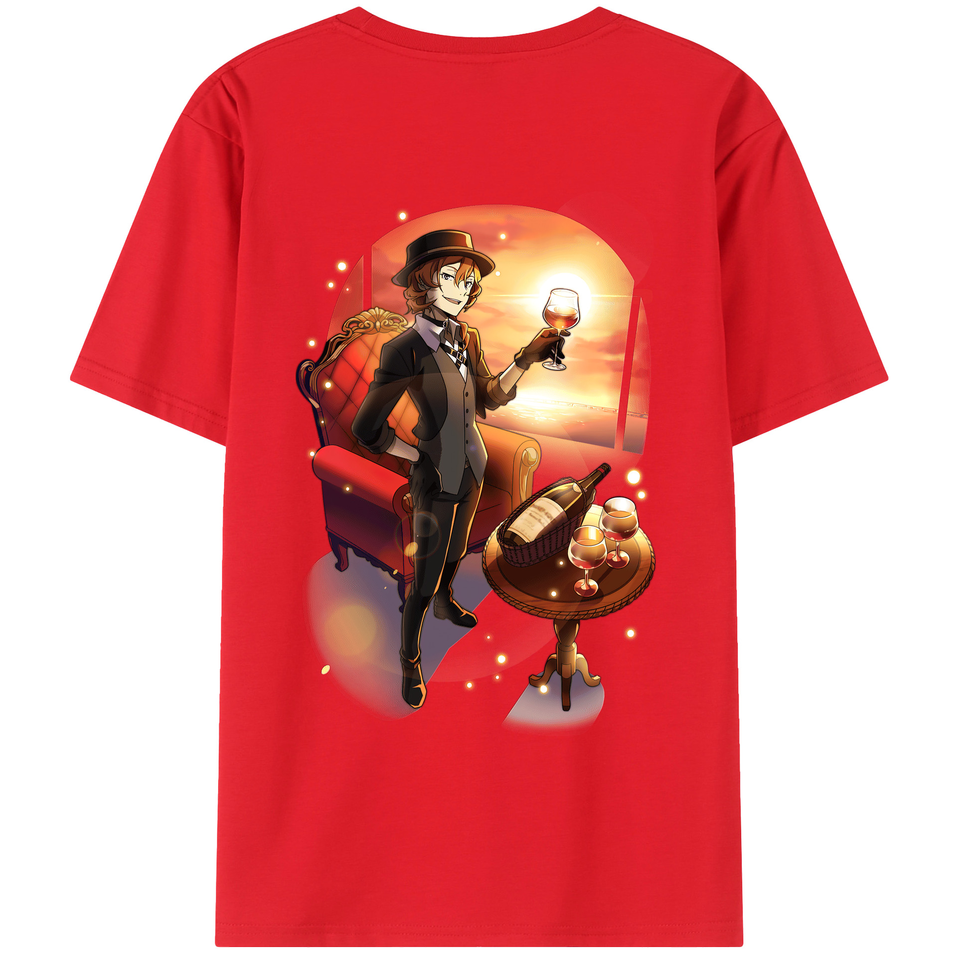 （画像用） 文豪ストレイドッグス Bungo Stray Dogs 綿100％ メンズ半袖Tシャツ（バックプリント） 通気性