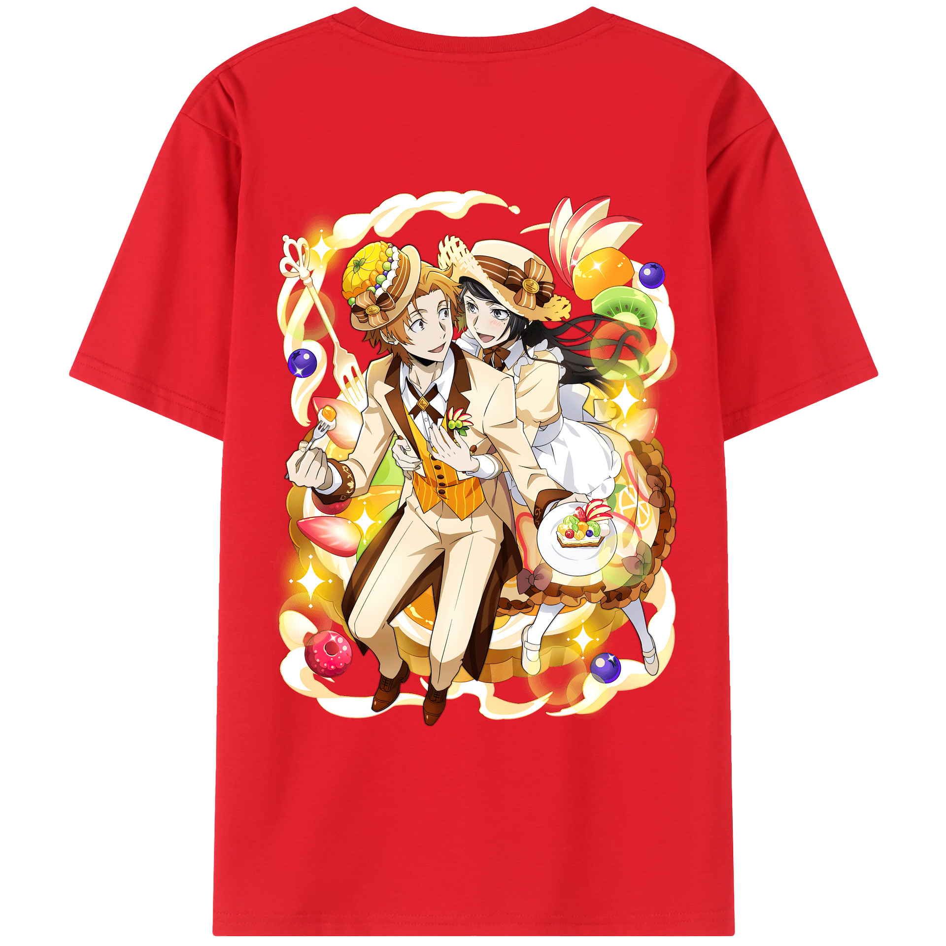 （画像用） 文豪ストレイドッグス Bungo Stray Dogs 綿100％ メンズ半袖Tシャツ（バックプリント） 通気性