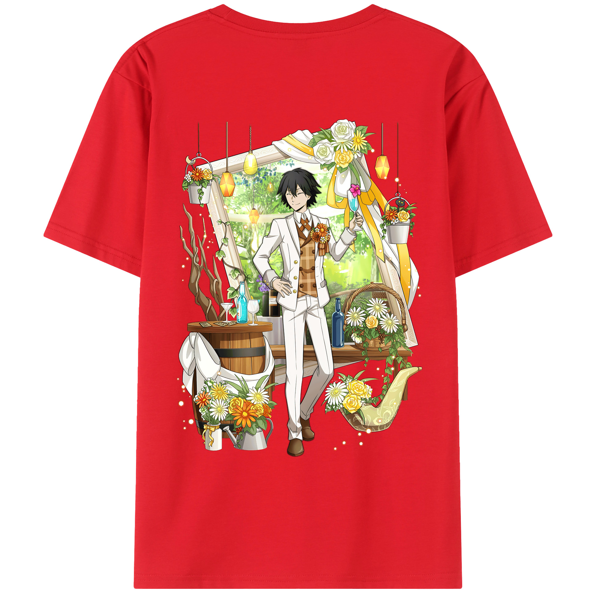 （画像用） 文豪ストレイドッグス Bungo Stray Dogs 綿100％ メンズ半袖Tシャツ（バックプリント） 通気性