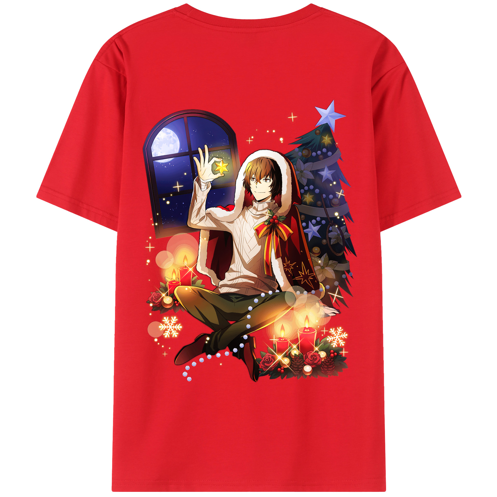 （画像用） 文豪ストレイドッグス Bungo Stray Dogs 綿100％ メンズ半袖Tシャツ（バックプリント） 通気性