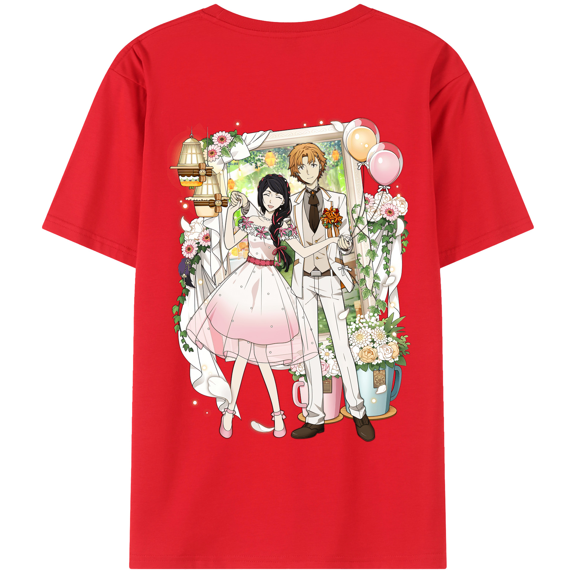 （画像用） 文豪ストレイドッグス Bungo Stray Dogs 綿100％ メンズ半袖Tシャツ（バックプリント） 通気性