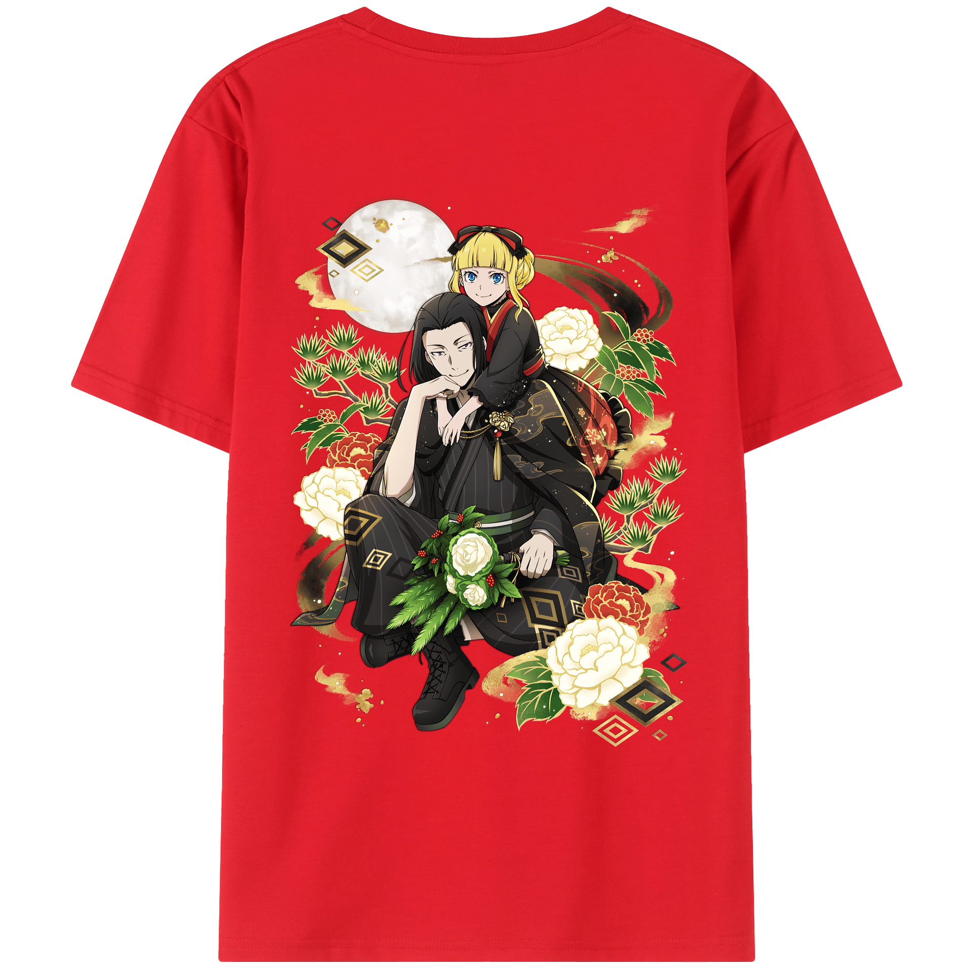 （画像用） 文豪ストレイドッグス Bungo Stray Dogs 綿100％ メンズ半袖Tシャツ（バックプリント） 通気性