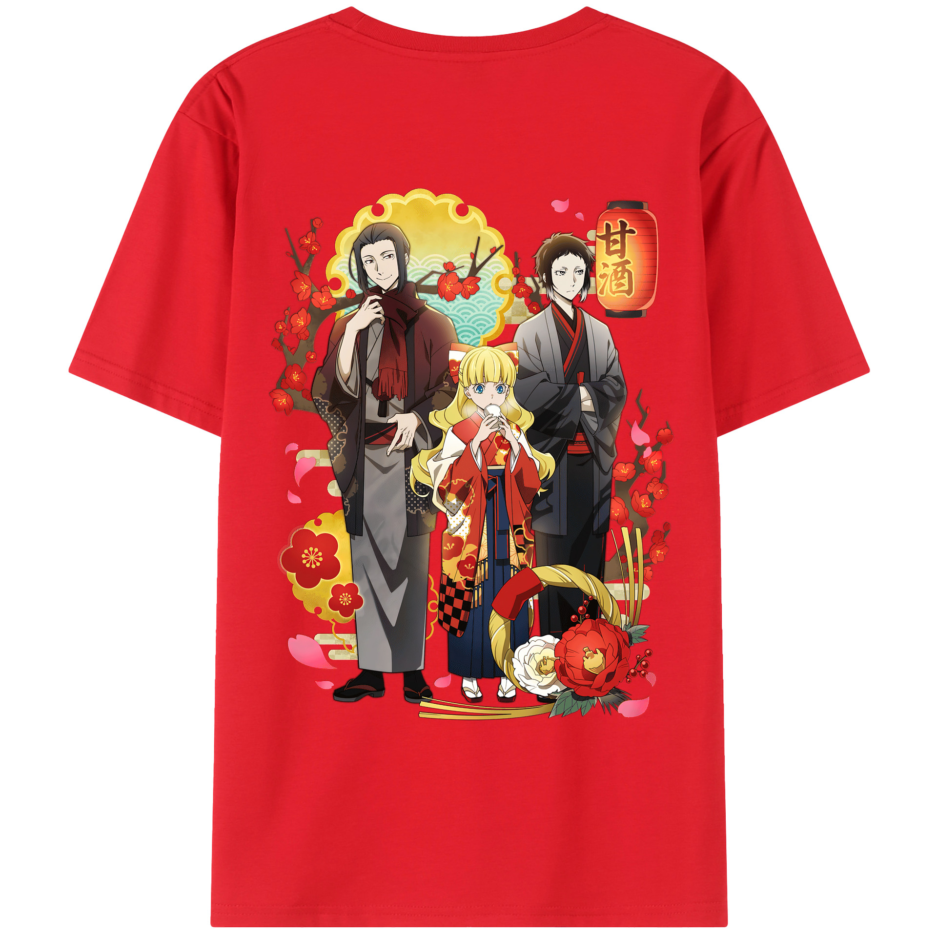（画像用） 文豪ストレイドッグス Bungo Stray Dogs 綿100％ メンズ半袖Tシャツ（バックプリント） 通気性