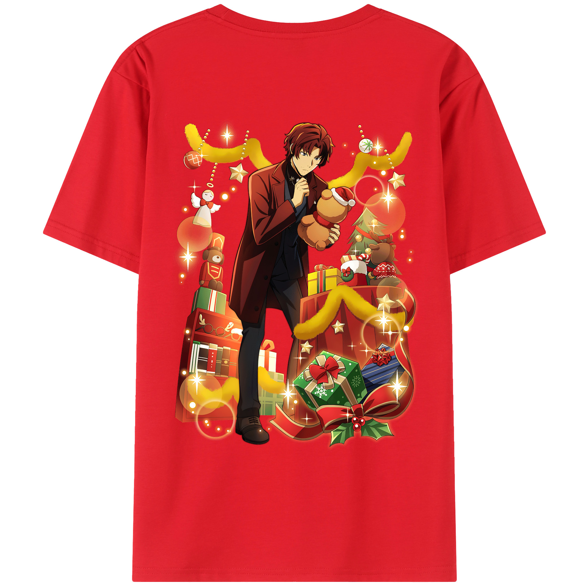 （画像用） 文豪ストレイドッグス Bungo Stray Dogs 綿100％ メンズ半袖Tシャツ（バックプリント） 通気性