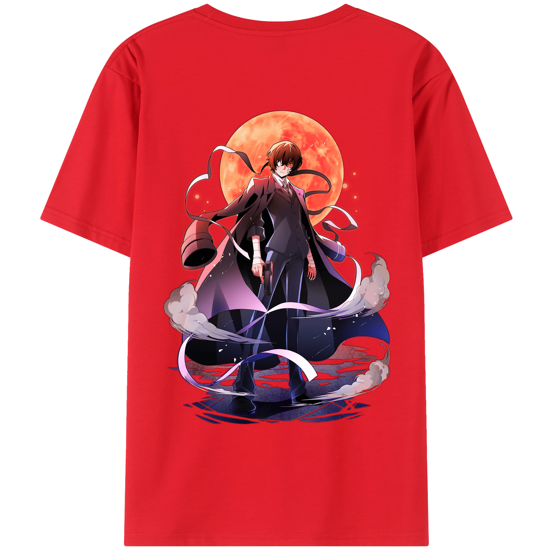 （画像用） 文豪ストレイドッグス Bungo Stray Dogs 綿100％ メンズ半袖Tシャツ（バックプリント） 通気性