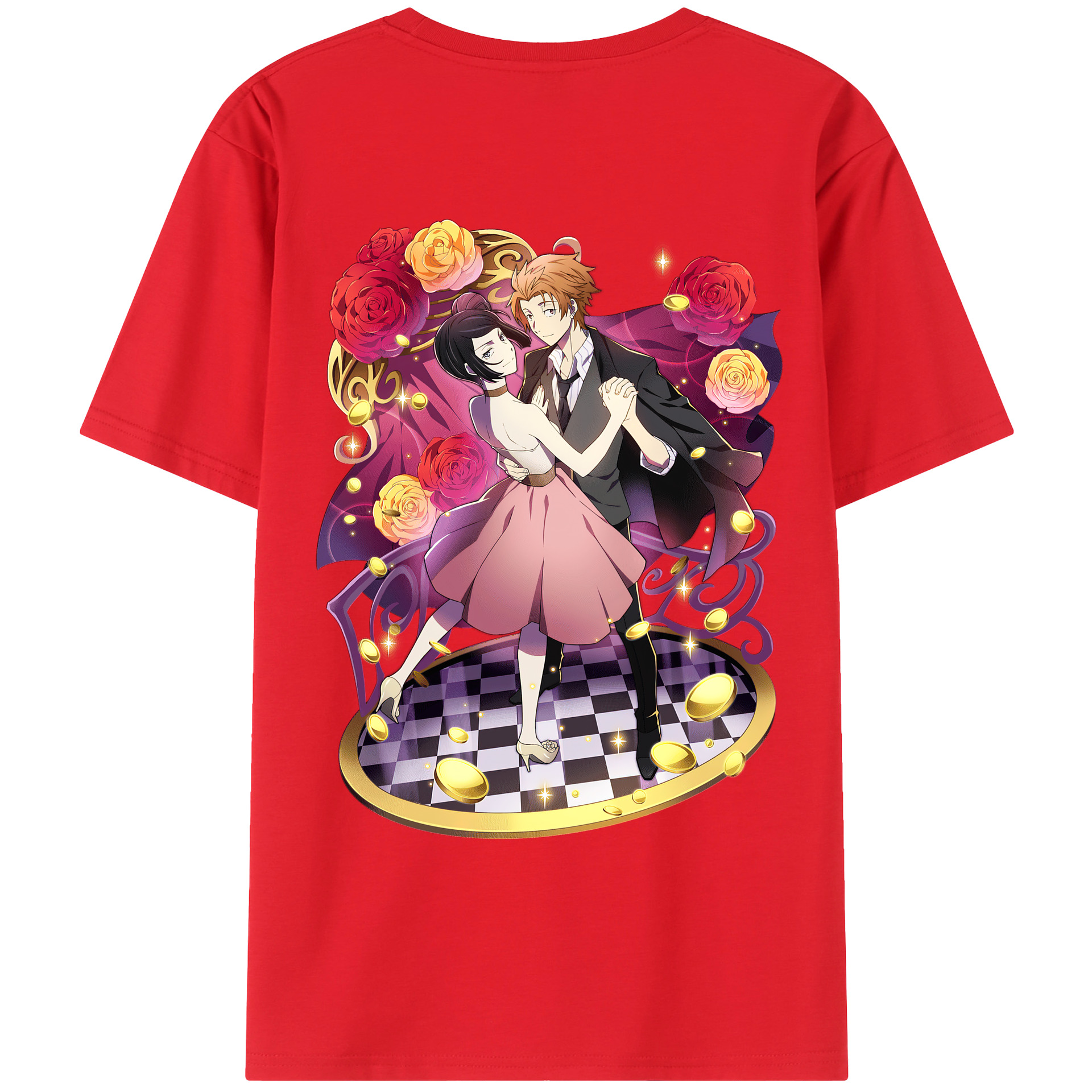（画像用） 文豪ストレイドッグス Bungo Stray Dogs 綿100％ メンズ半袖Tシャツ（バックプリント） 通気性