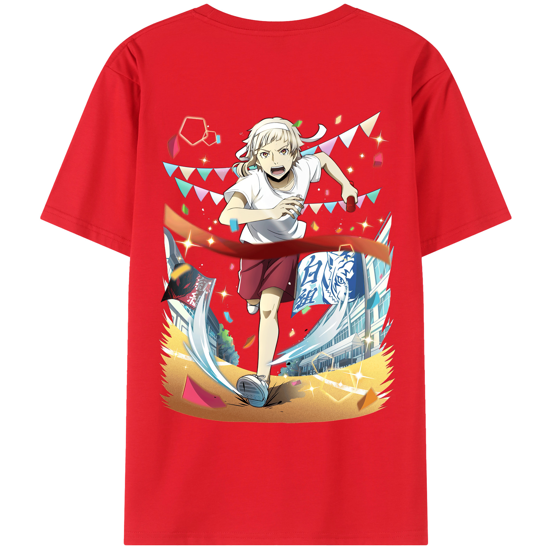 （画像用） 文豪ストレイドッグス Bungo Stray Dogs 綿100％ メンズ半袖Tシャツ（バックプリント） 通気性