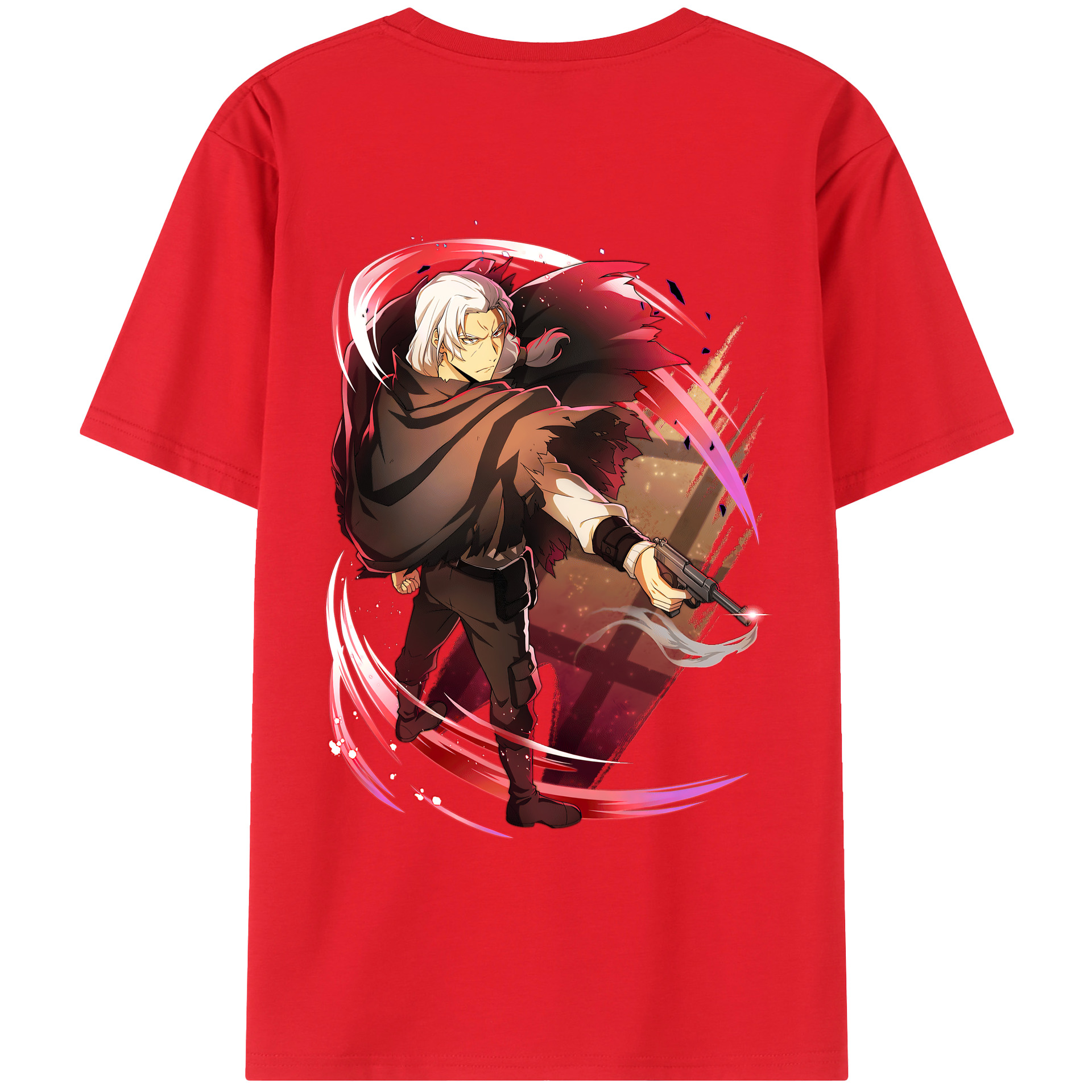 （画像用） 文豪ストレイドッグス Bungo Stray Dogs 綿100％ メンズ半袖Tシャツ（バックプリント） 通気性