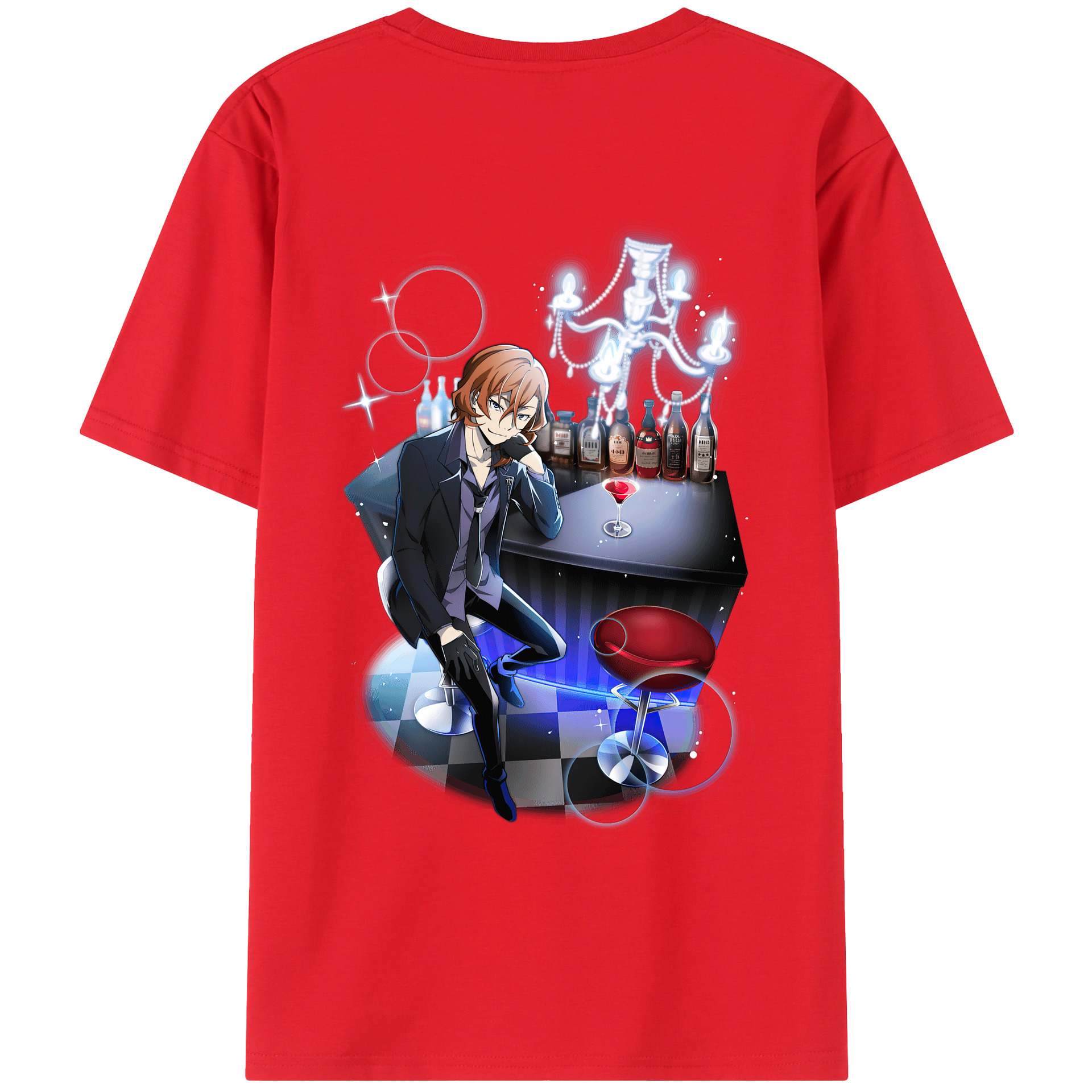 （画像用） 文豪ストレイドッグス Bungo Stray Dogs 綿100％ メンズ半袖Tシャツ（バックプリント） 通気性