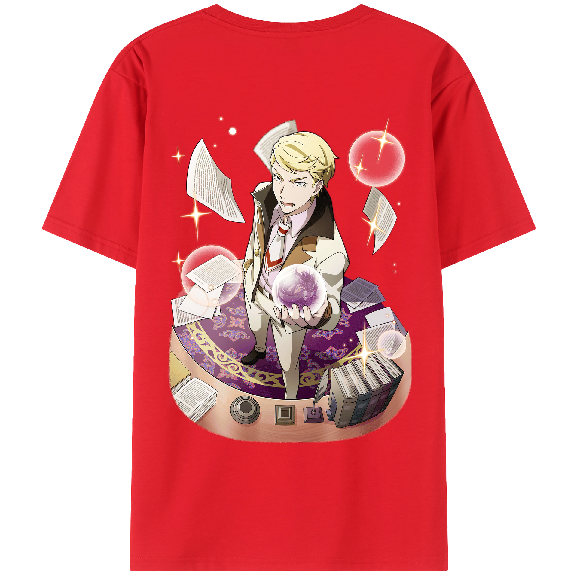（画像用） 文豪ストレイドッグス Bungo Stray Dogs 綿100％ メンズ半袖Tシャツ（バックプリント） 通気性