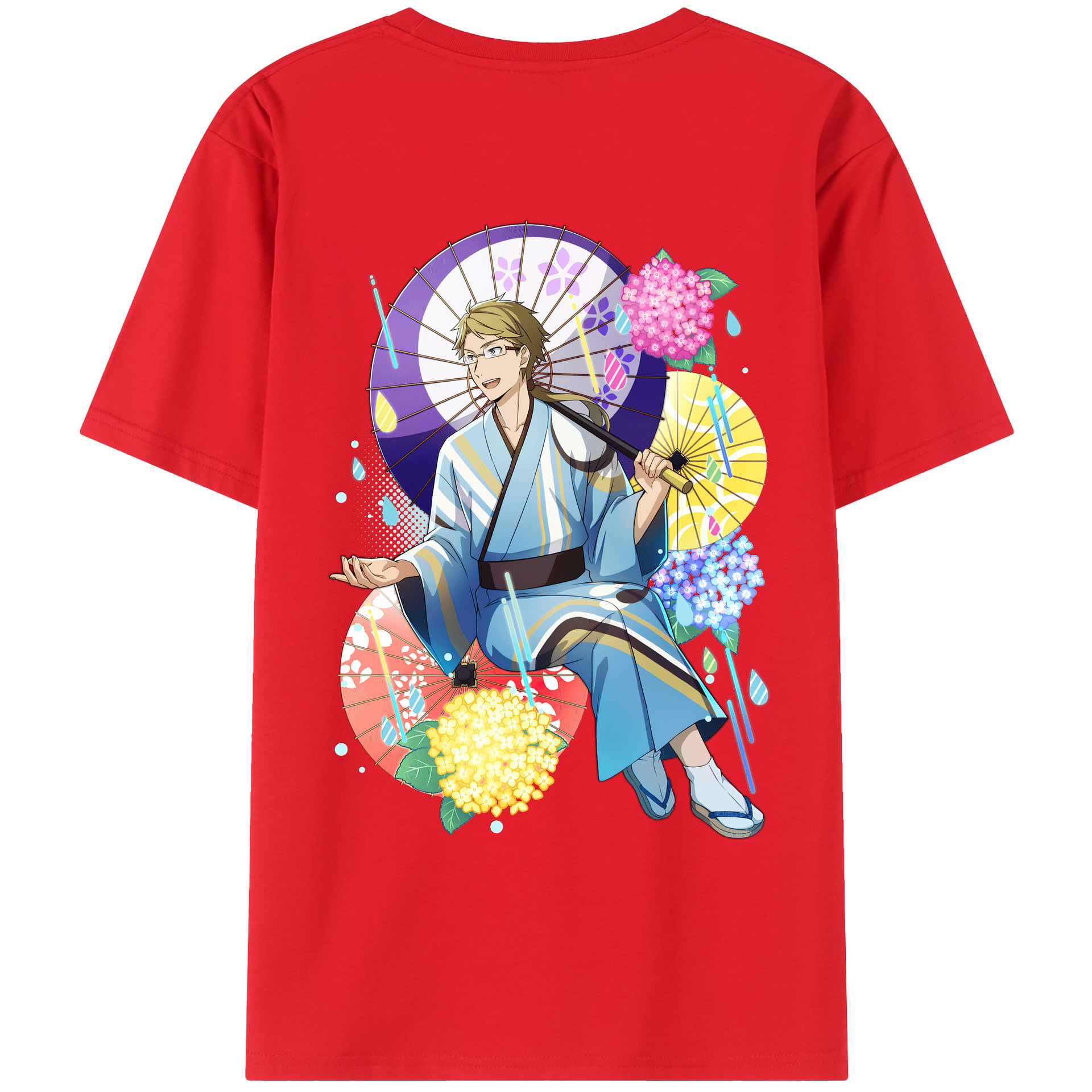 （画像用） 文豪ストレイドッグス Bungo Stray Dogs 綿100％ メンズ半袖Tシャツ（バックプリント） 通気性