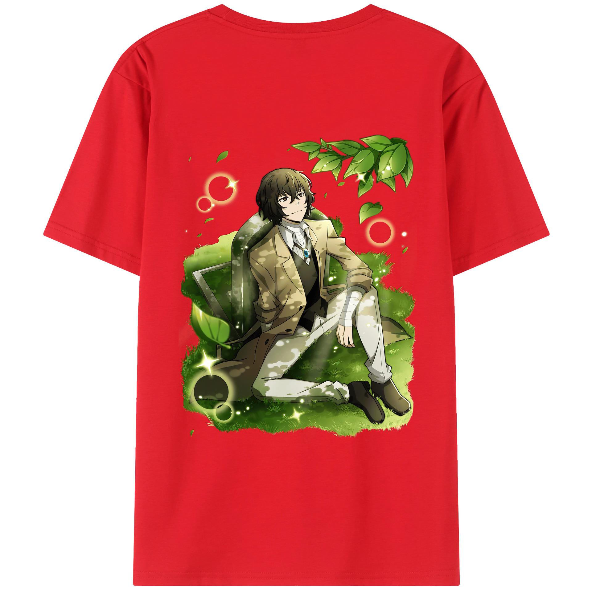 （画像用） 文豪ストレイドッグス Bungo Stray Dogs 綿100％ メンズ半袖Tシャツ（バックプリント） 通気性