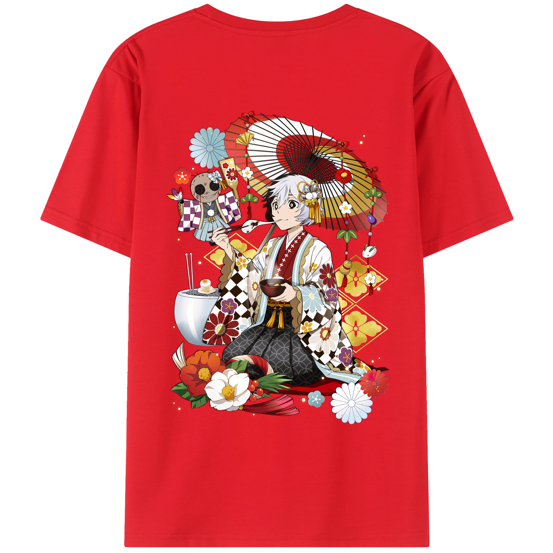（画像用） 文豪ストレイドッグス Bungo Stray Dogs 綿100％ メンズ半袖Tシャツ（バックプリント） 通気性