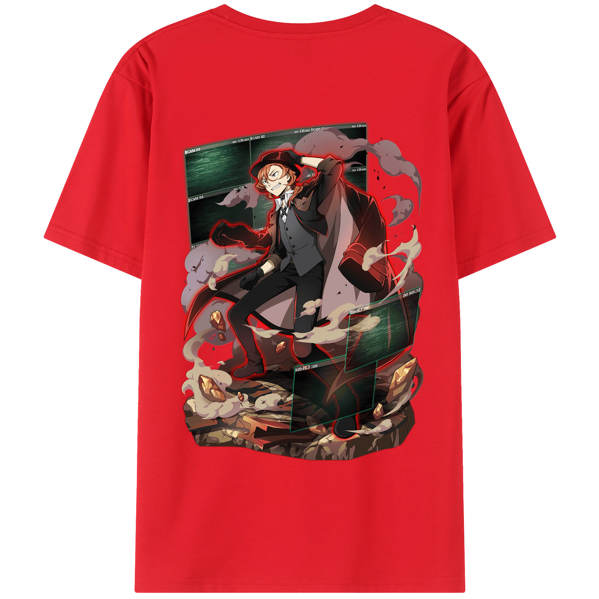 （画像用） 文豪ストレイドッグス Bungo Stray Dogs 綿100％ メンズ半袖Tシャツ（バックプリント） 通気性