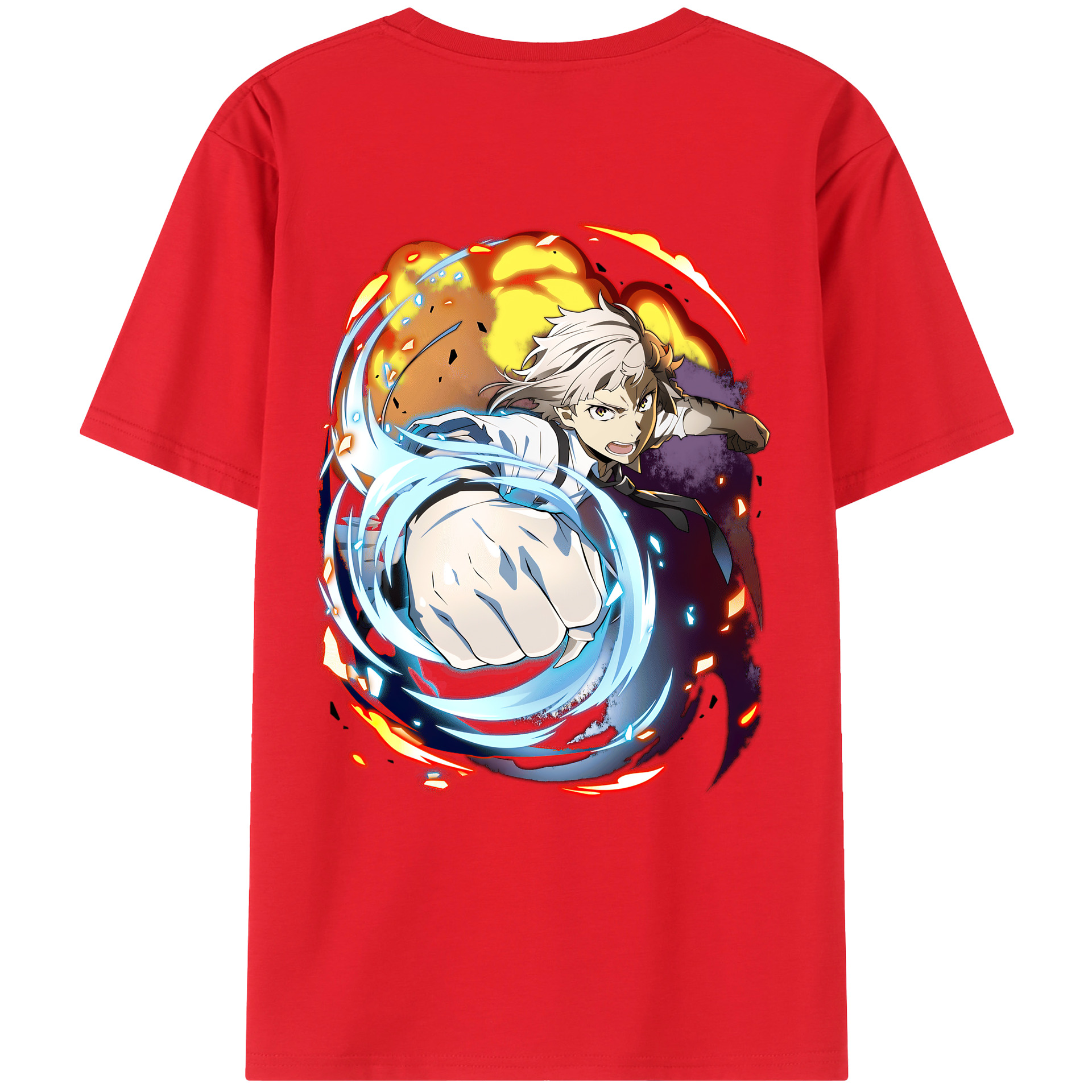 （画像用） 文豪ストレイドッグス Bungo Stray Dogs 綿100％ メンズ半袖Tシャツ（バックプリント） 通気性