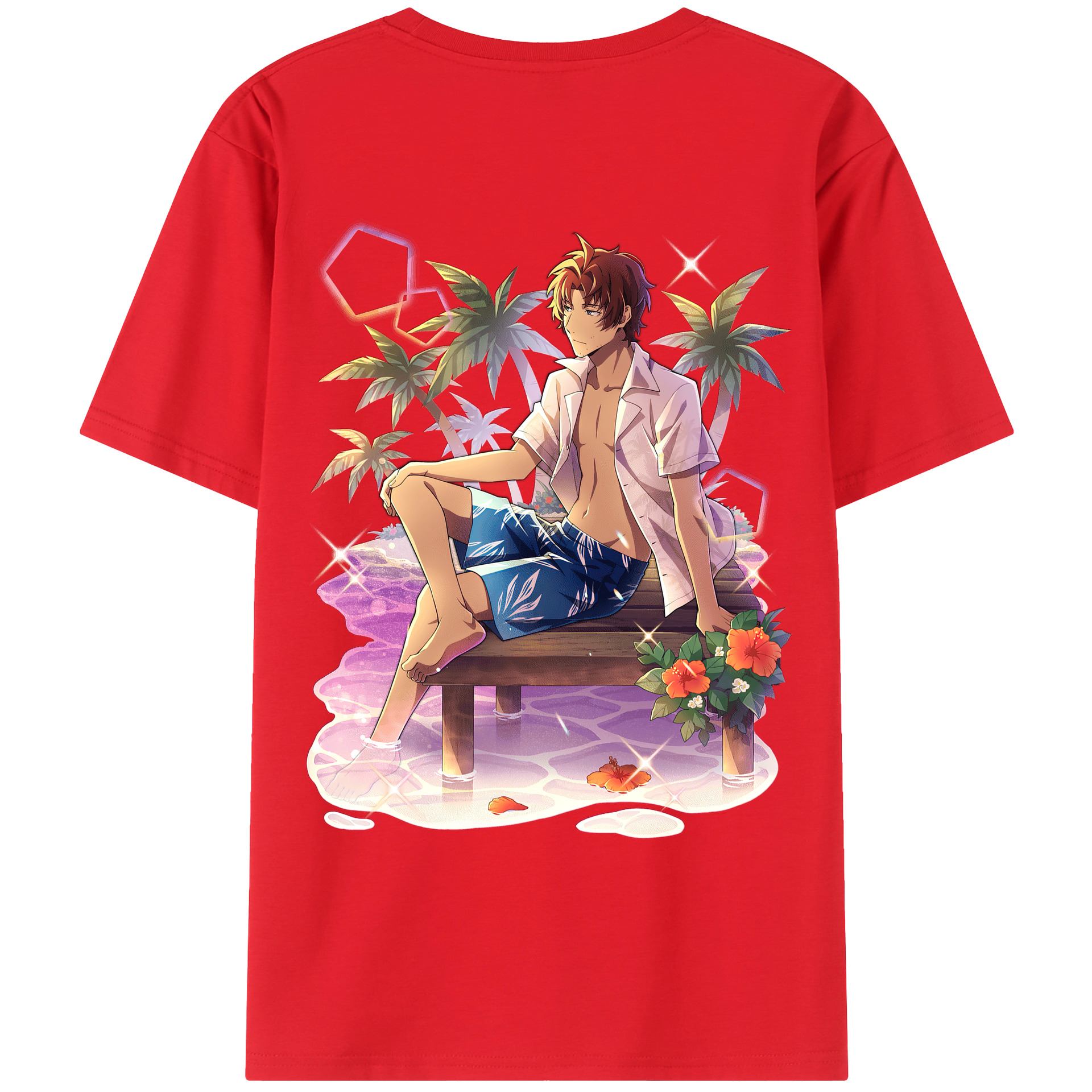 （画像用） 文豪ストレイドッグス Bungo Stray Dogs 綿100％ メンズ半袖Tシャツ（バックプリント） 通気性