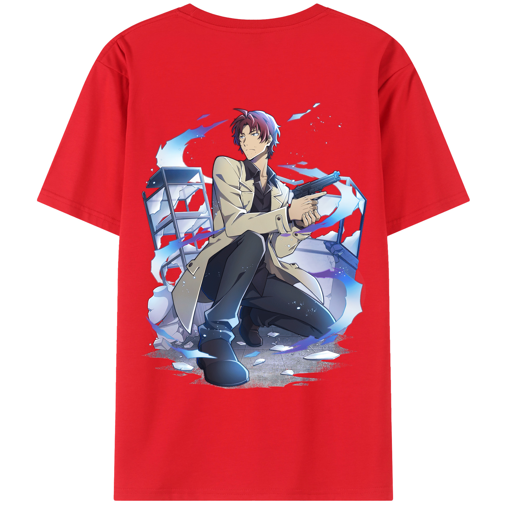 （画像用） 文豪ストレイドッグス Bungo Stray Dogs 綿100％ メンズ半袖Tシャツ（バックプリント） 通気性