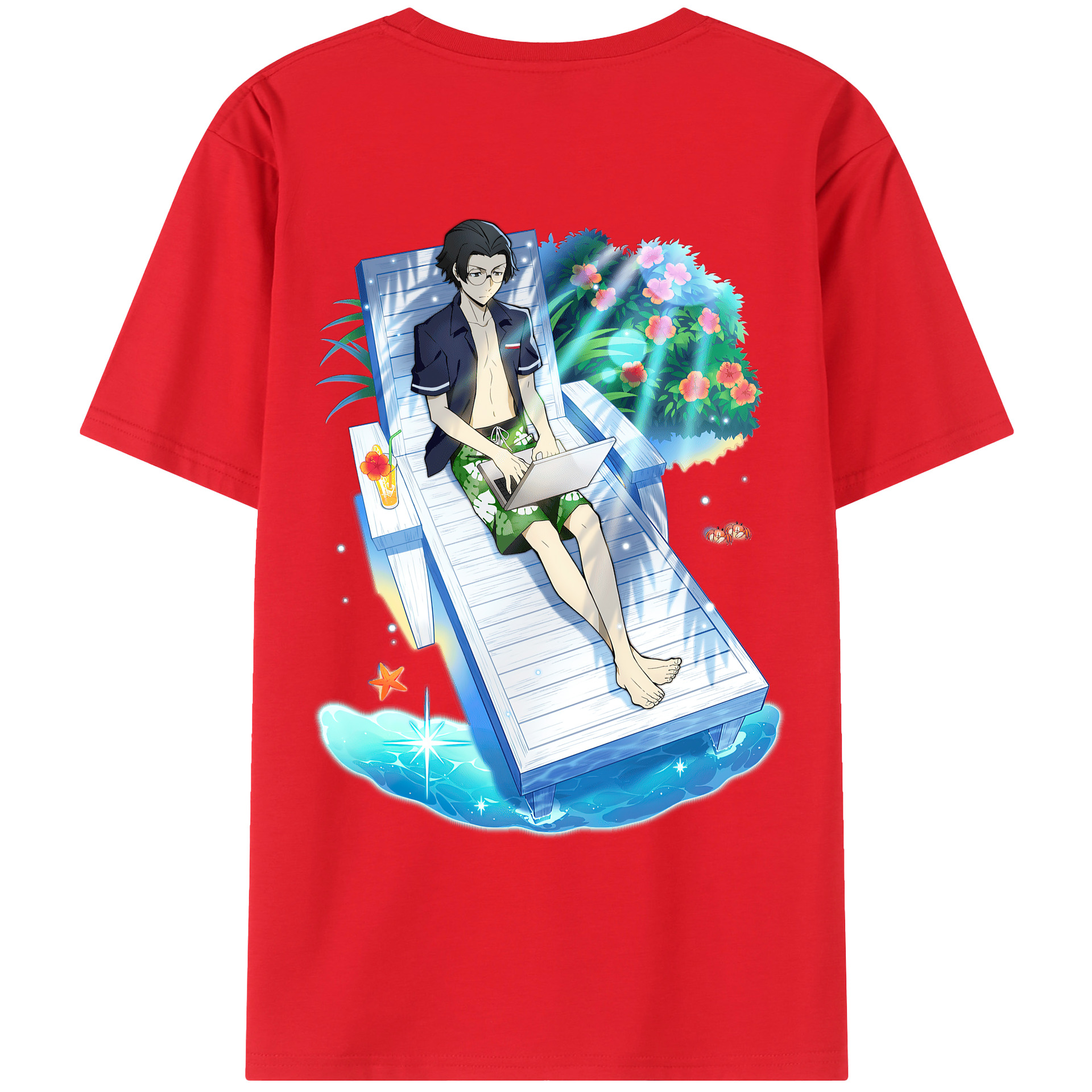 （画像用） 文豪ストレイドッグス Bungo Stray Dogs 綿100％ メンズ半袖Tシャツ（バックプリント） 通気性