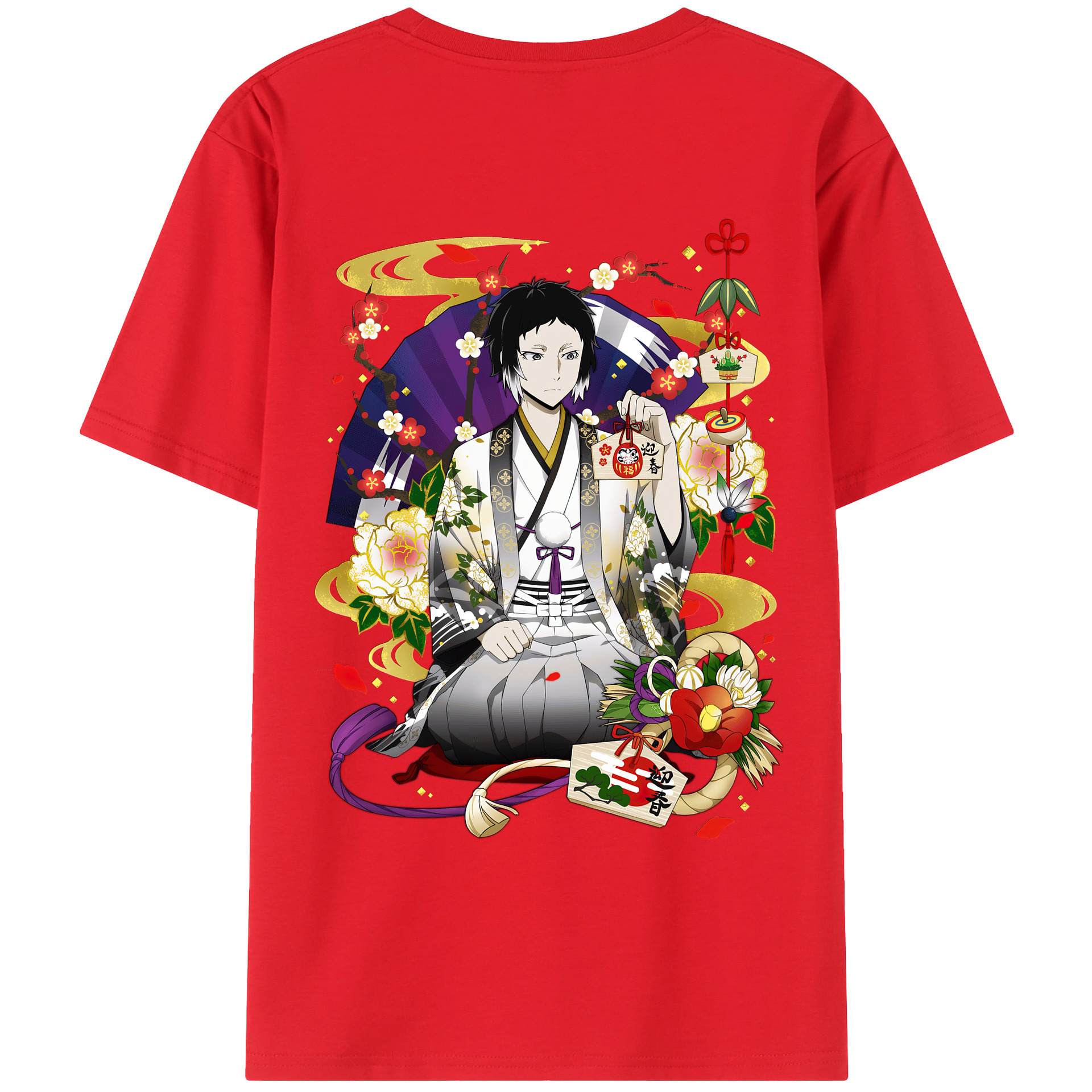 （画像用） 文豪ストレイドッグス Bungo Stray Dogs 綿100％ メンズ半袖Tシャツ（バックプリント） 通気性