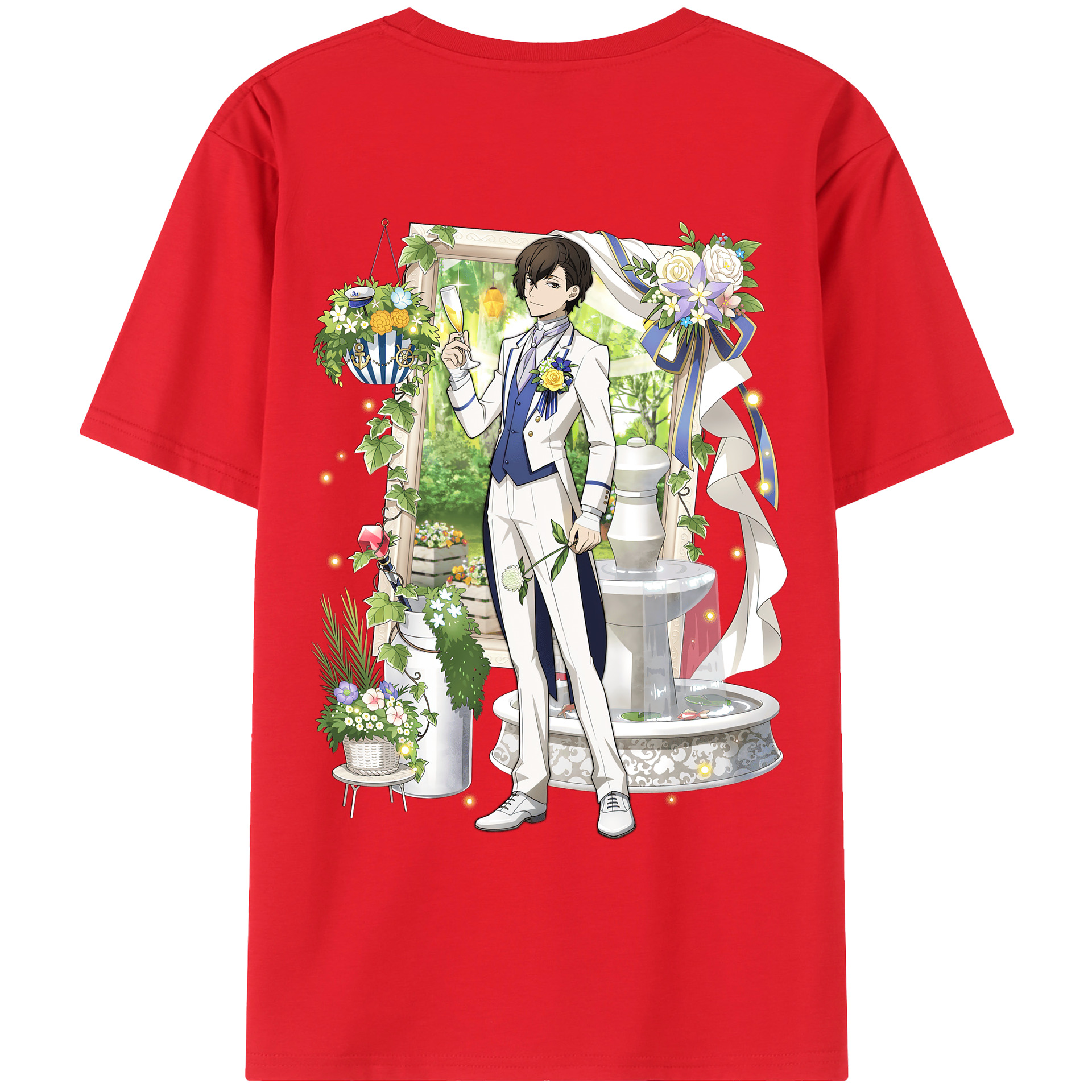 （画像用） 文豪ストレイドッグス Bungo Stray Dogs 綿100％ メンズ半袖Tシャツ（バックプリント） 通気性