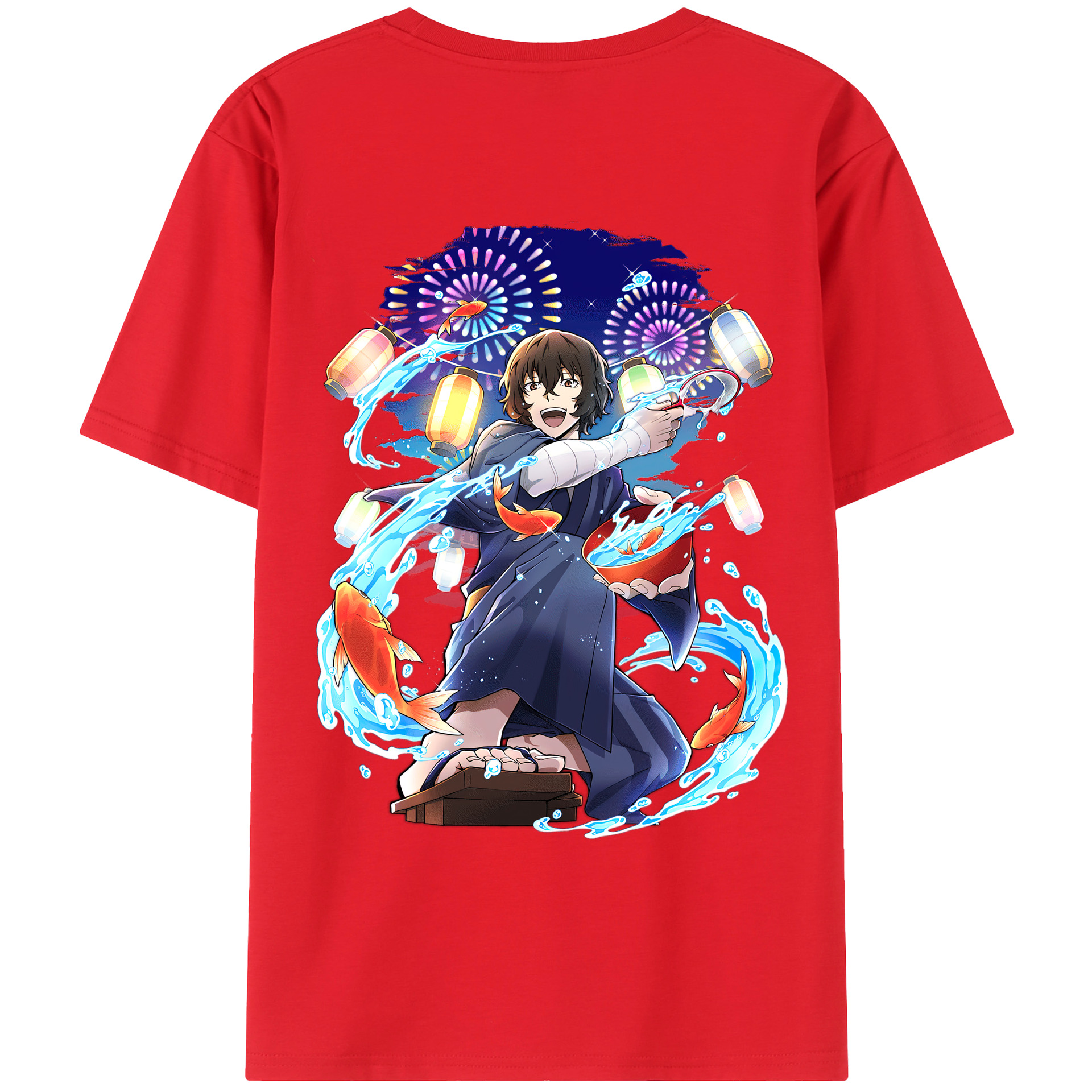 （画像用） 文豪ストレイドッグス Bungo Stray Dogs 綿100％ メンズ半袖Tシャツ（バックプリント） 通気性