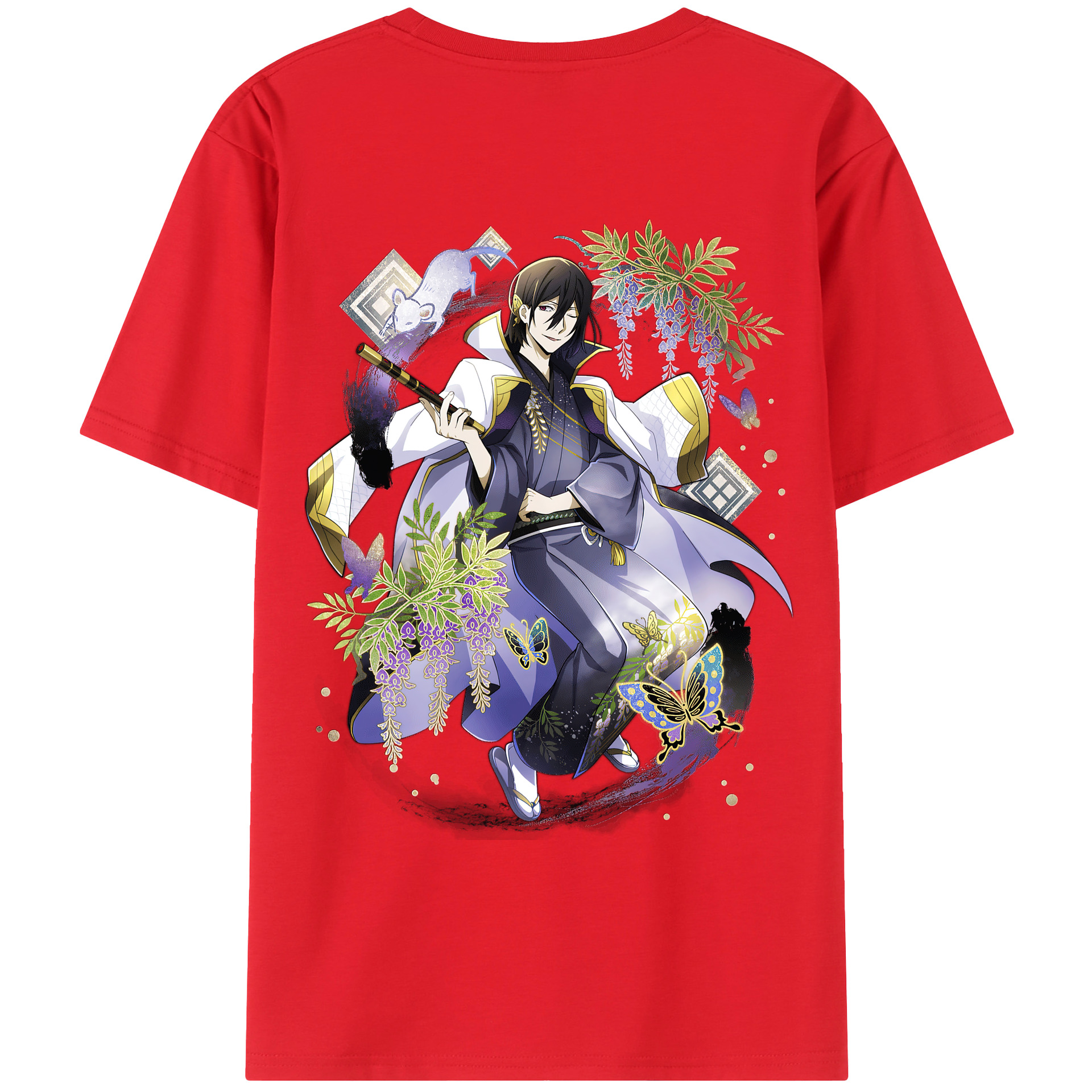 （画像用） 文豪ストレイドッグス Bungo Stray Dogs 綿100％ メンズ半袖Tシャツ（バックプリント） 通気性