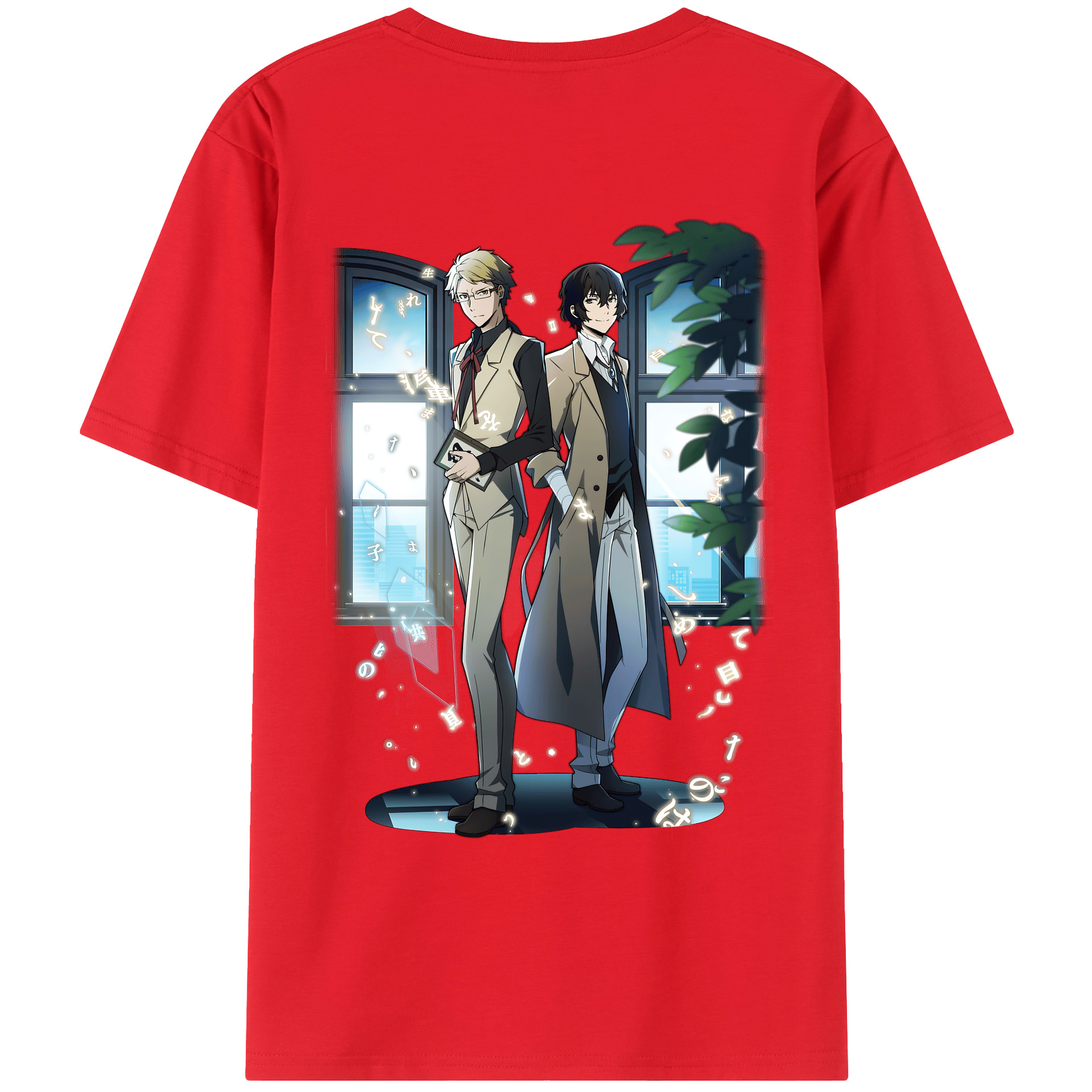 （画像用） 文豪ストレイドッグス Bungo Stray Dogs 綿100％ メンズ半袖Tシャツ（バックプリント） 通気性