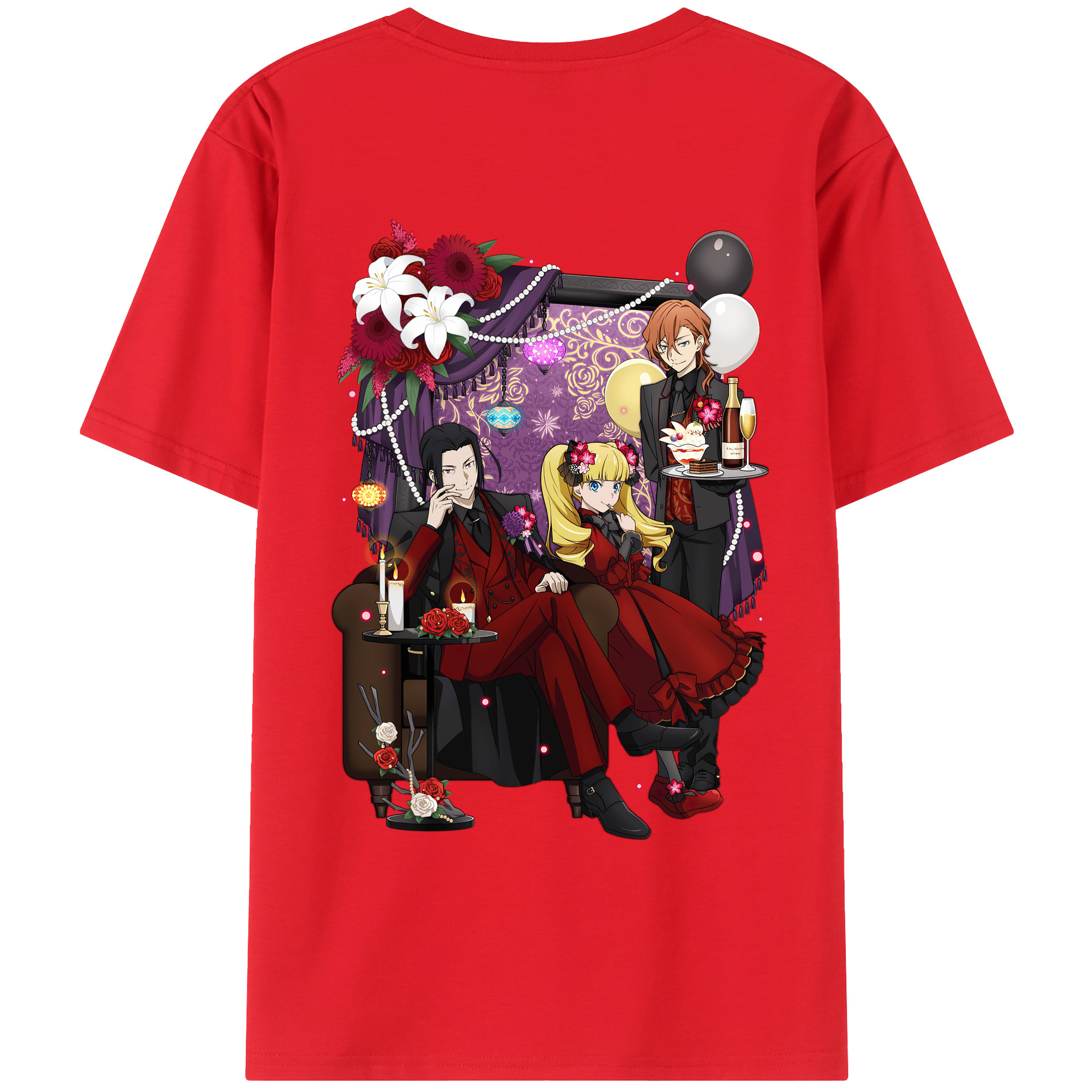 （画像用） 文豪ストレイドッグス Bungo Stray Dogs 綿100％ メンズ半袖Tシャツ（バックプリント） 通気性