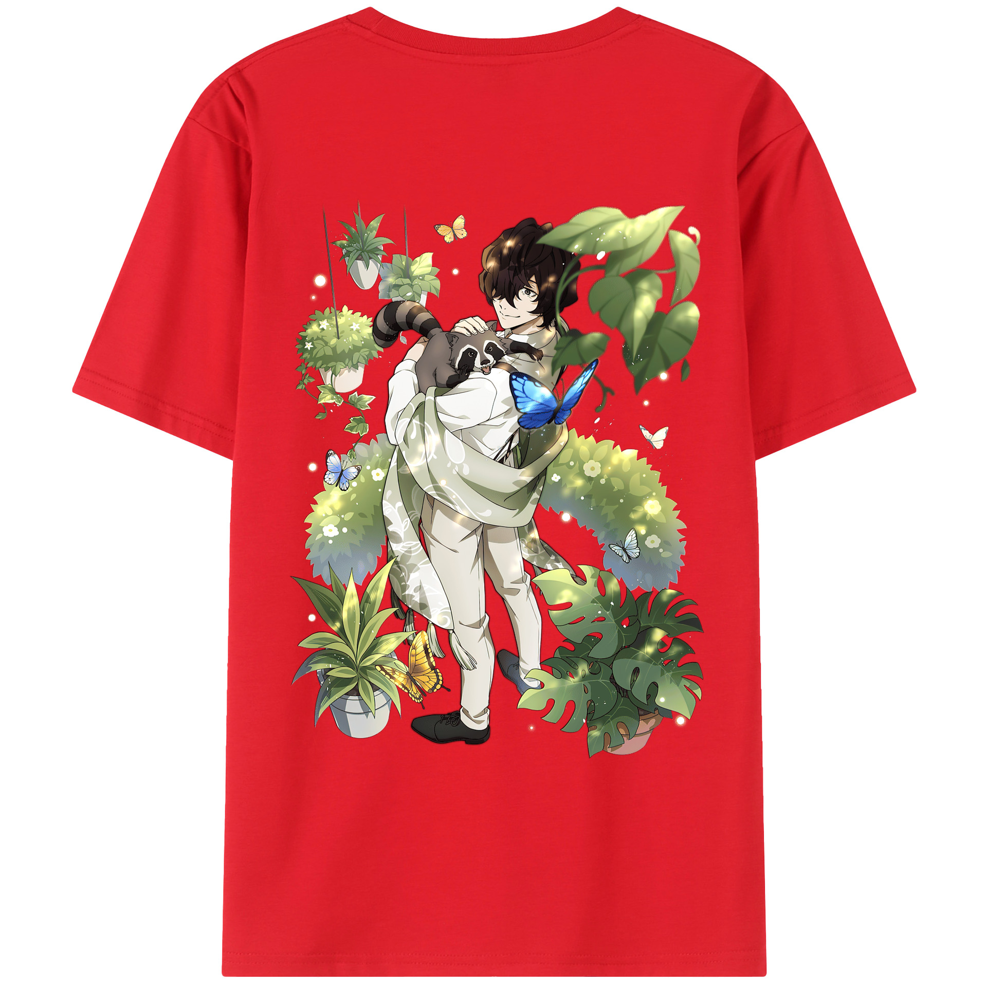 （画像用） 文豪ストレイドッグス Bungo Stray Dogs 綿100％ メンズ半袖Tシャツ（バックプリント） 通気性