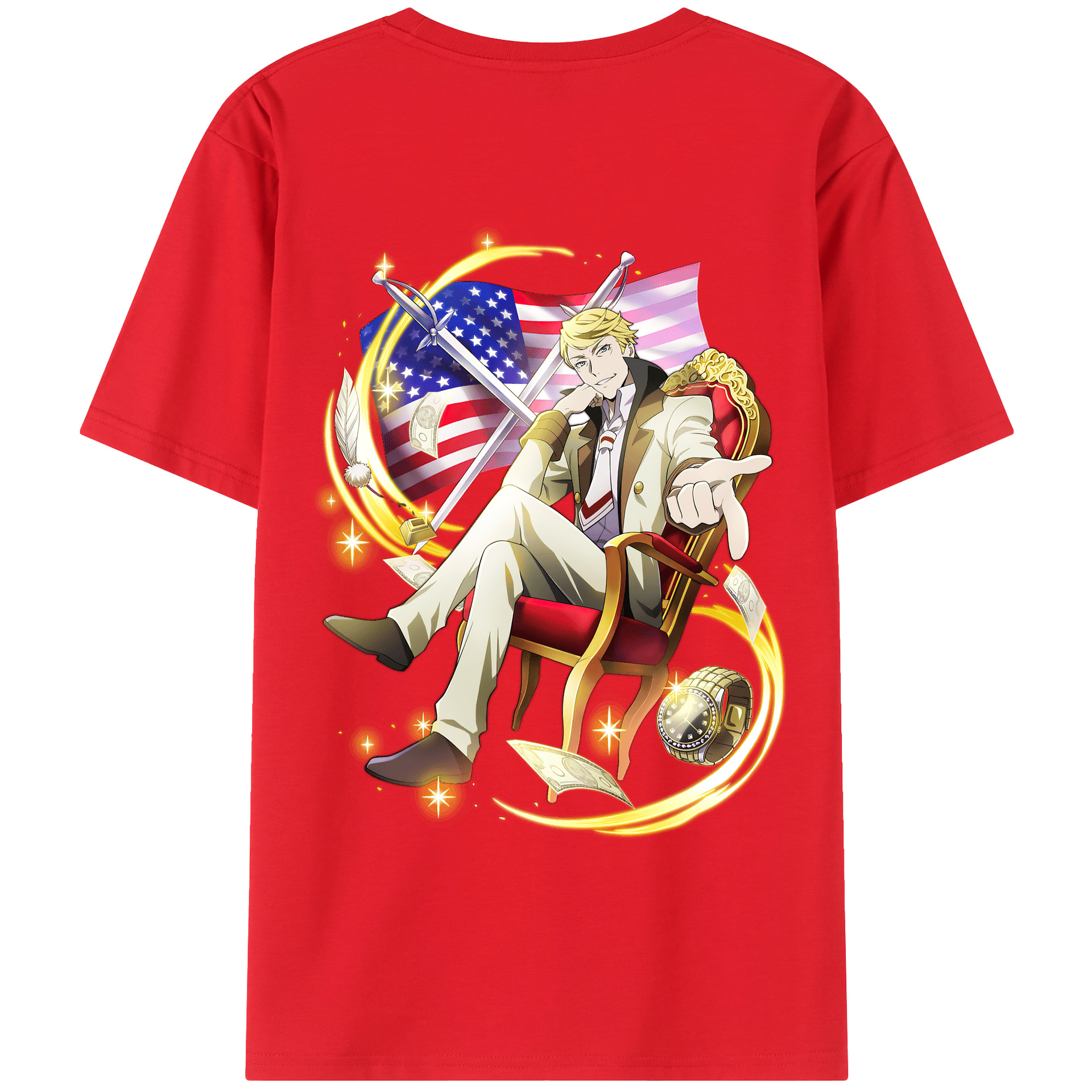 （画像用） 文豪ストレイドッグス Bungo Stray Dogs 綿100％ メンズ半袖Tシャツ（バックプリント） 通気性