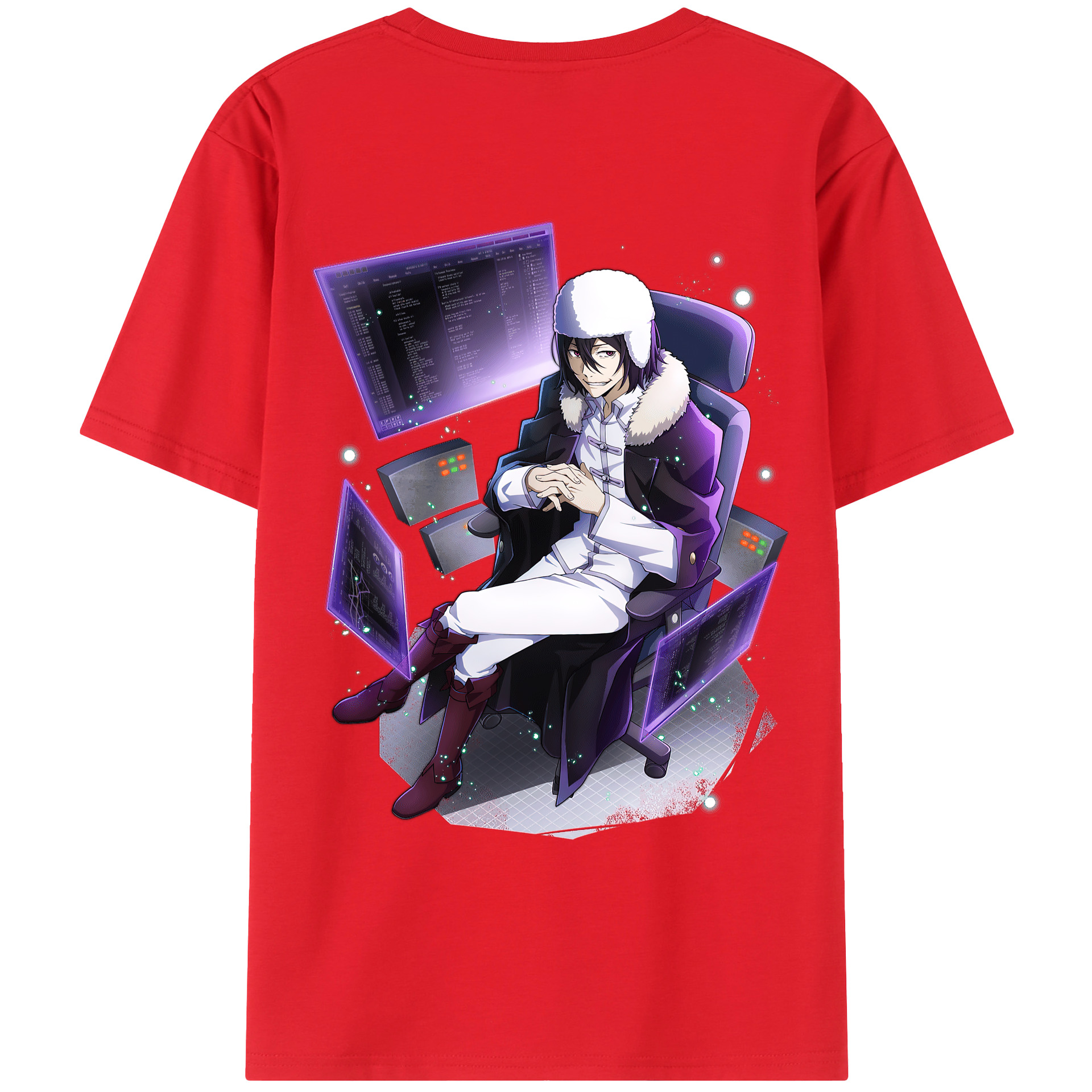 （画像用） 文豪ストレイドッグス Bungo Stray Dogs 綿100％ メンズ半袖Tシャツ（バックプリント） 通気性