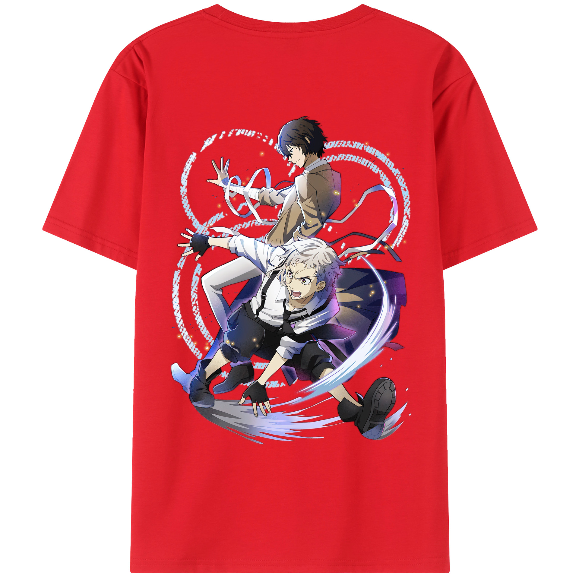 （画像用） 文豪ストレイドッグス Bungo Stray Dogs 綿100％ メンズ半袖Tシャツ（バックプリント） 通気性