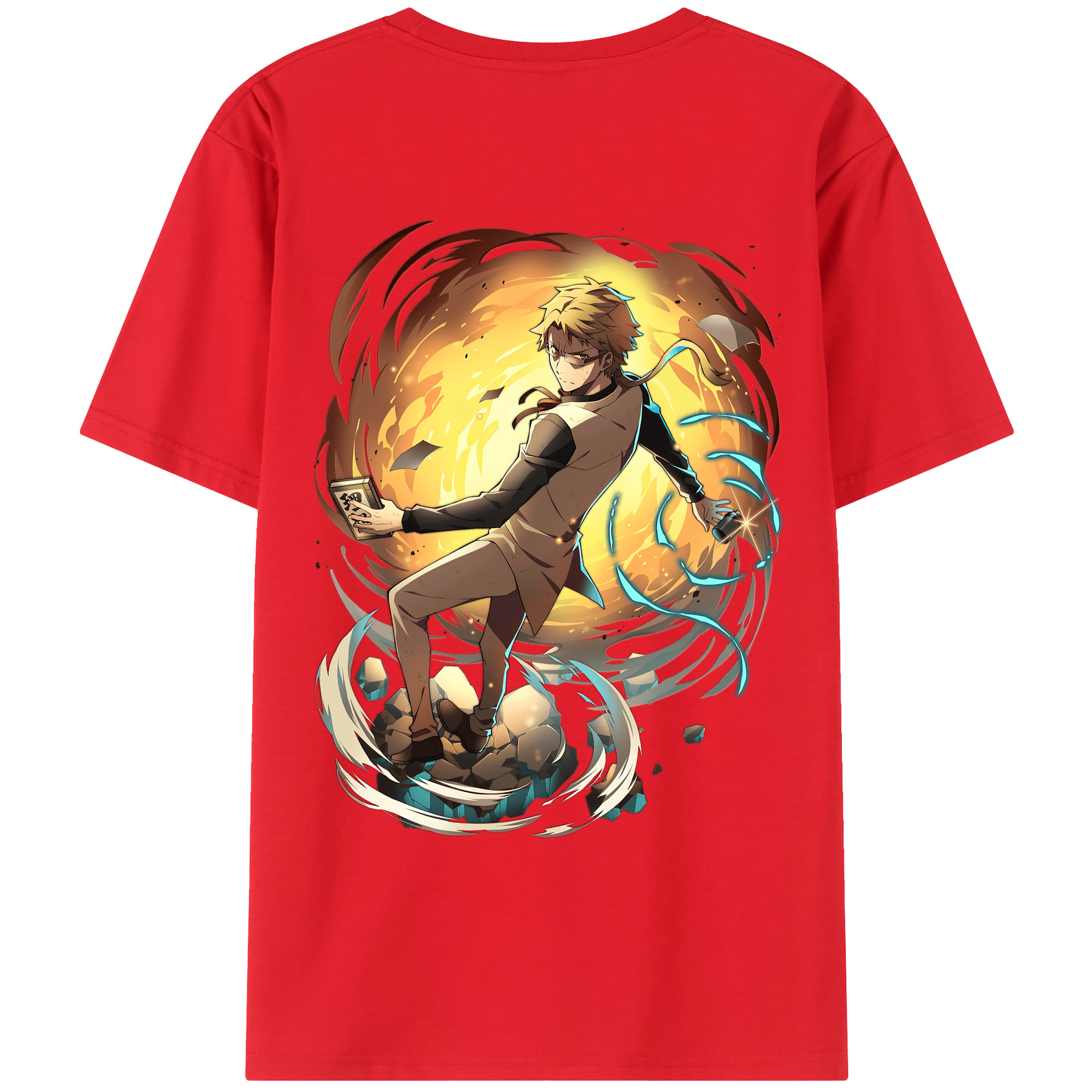 （画像用） 文豪ストレイドッグス Bungo Stray Dogs 綿100％ メンズ半袖Tシャツ（バックプリント） 通気性